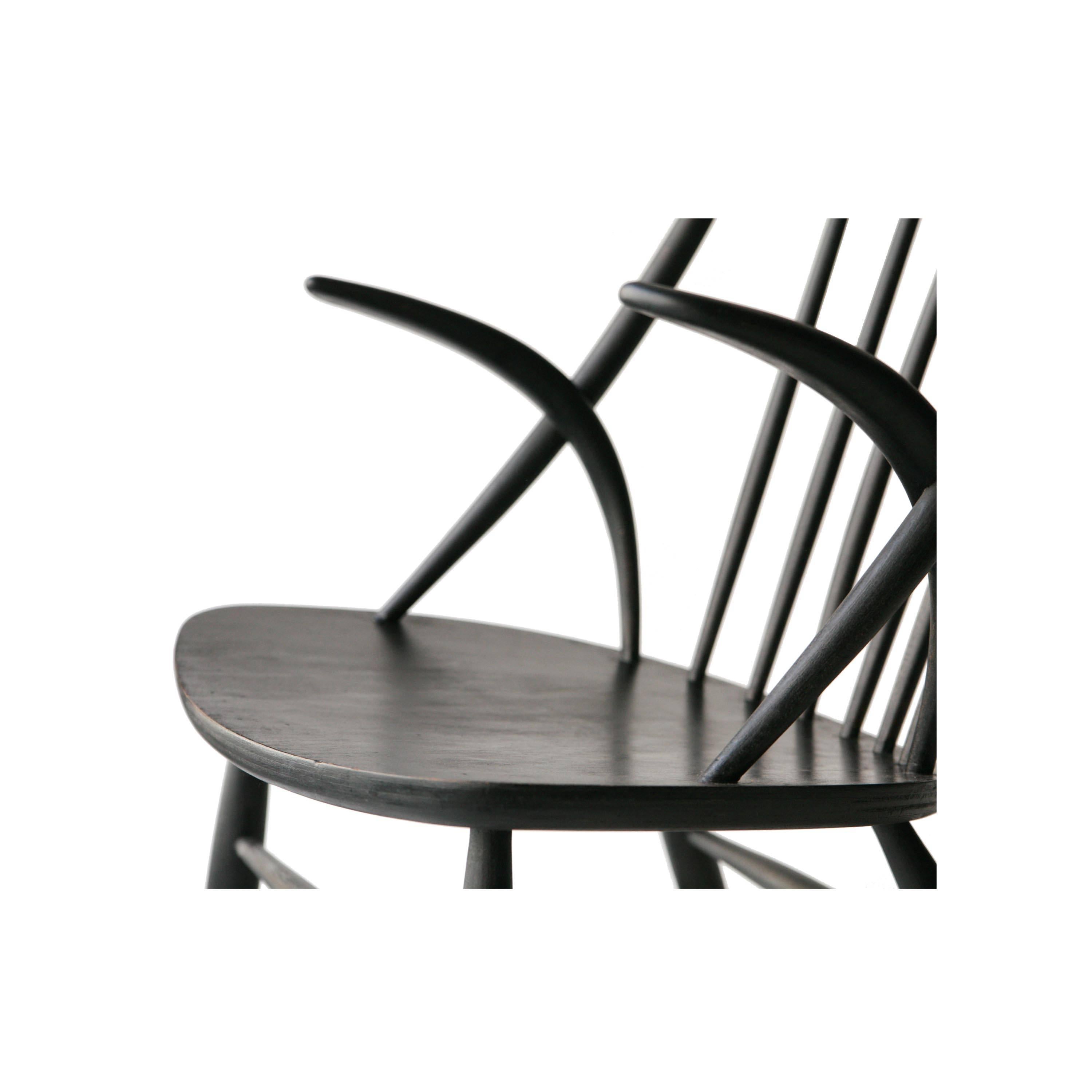 Illum Wikkelsø Scandinavian Black Oak Danish Rocking Chair, Denmark, 1958 1