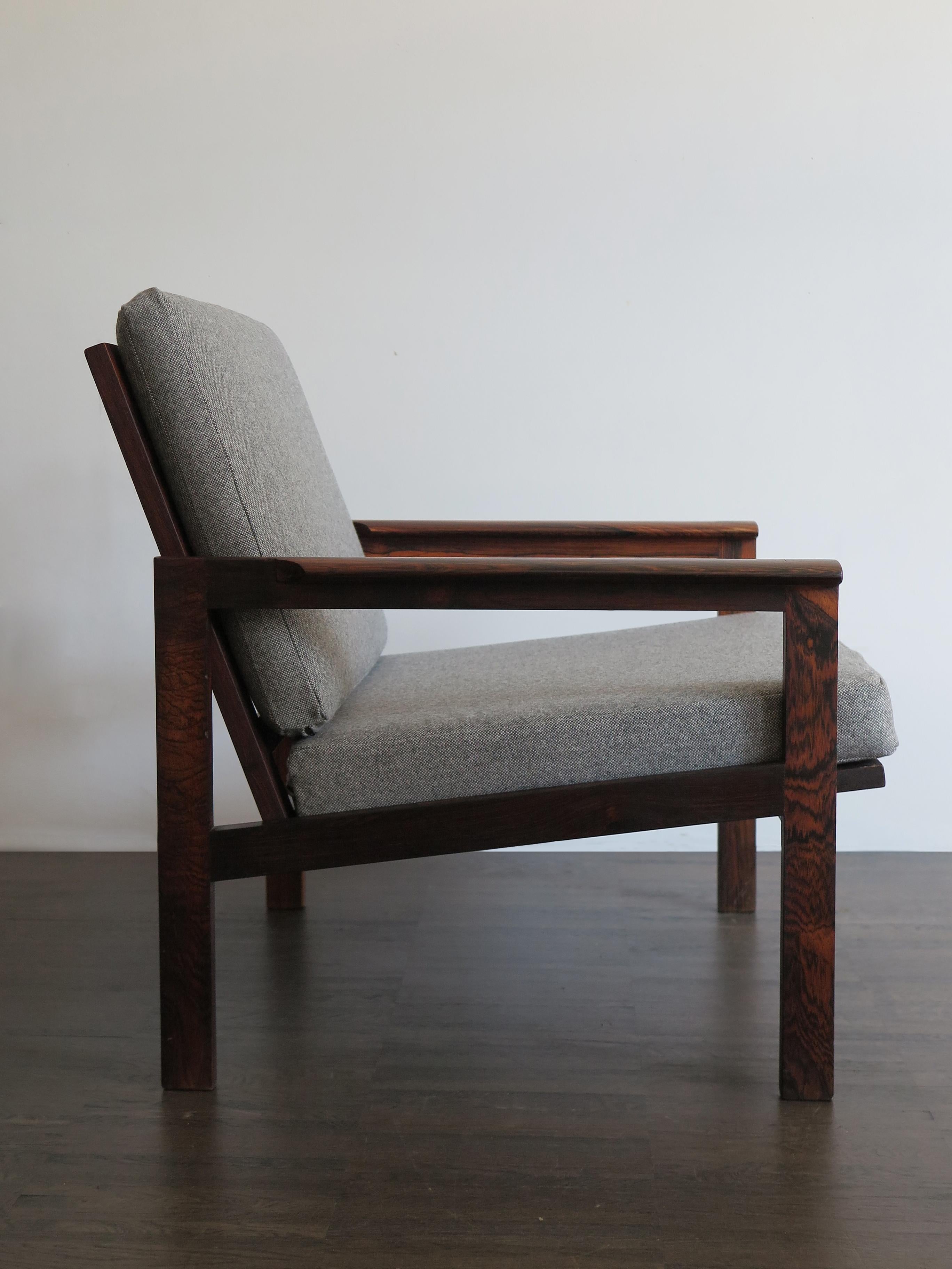 Fabric Illum Wikkelsø Scandinavian Midcentury Dark Wood Capella Armchairs 1960s For Sale