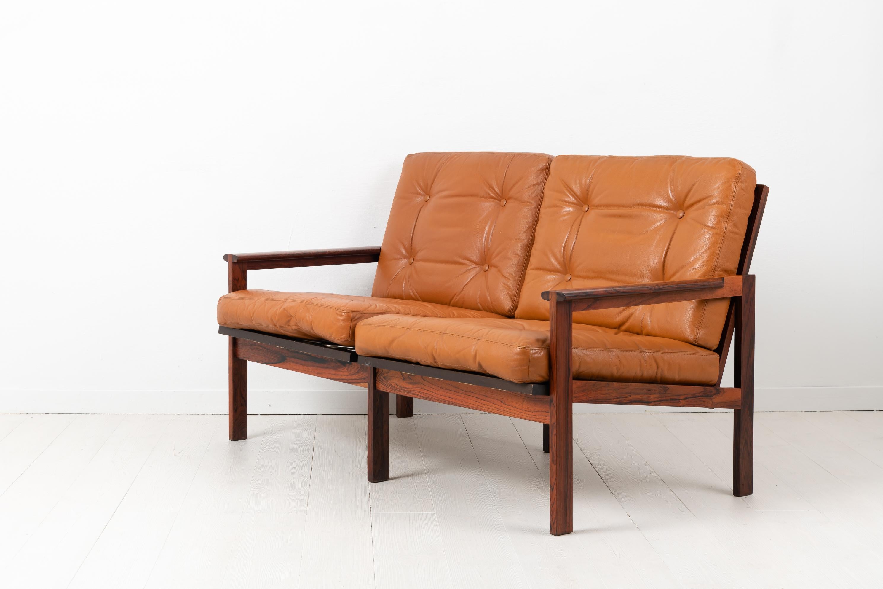 Danish Illum Wikkelsø Scandinavian Modern Leather 'Capella' Sofa For Sale