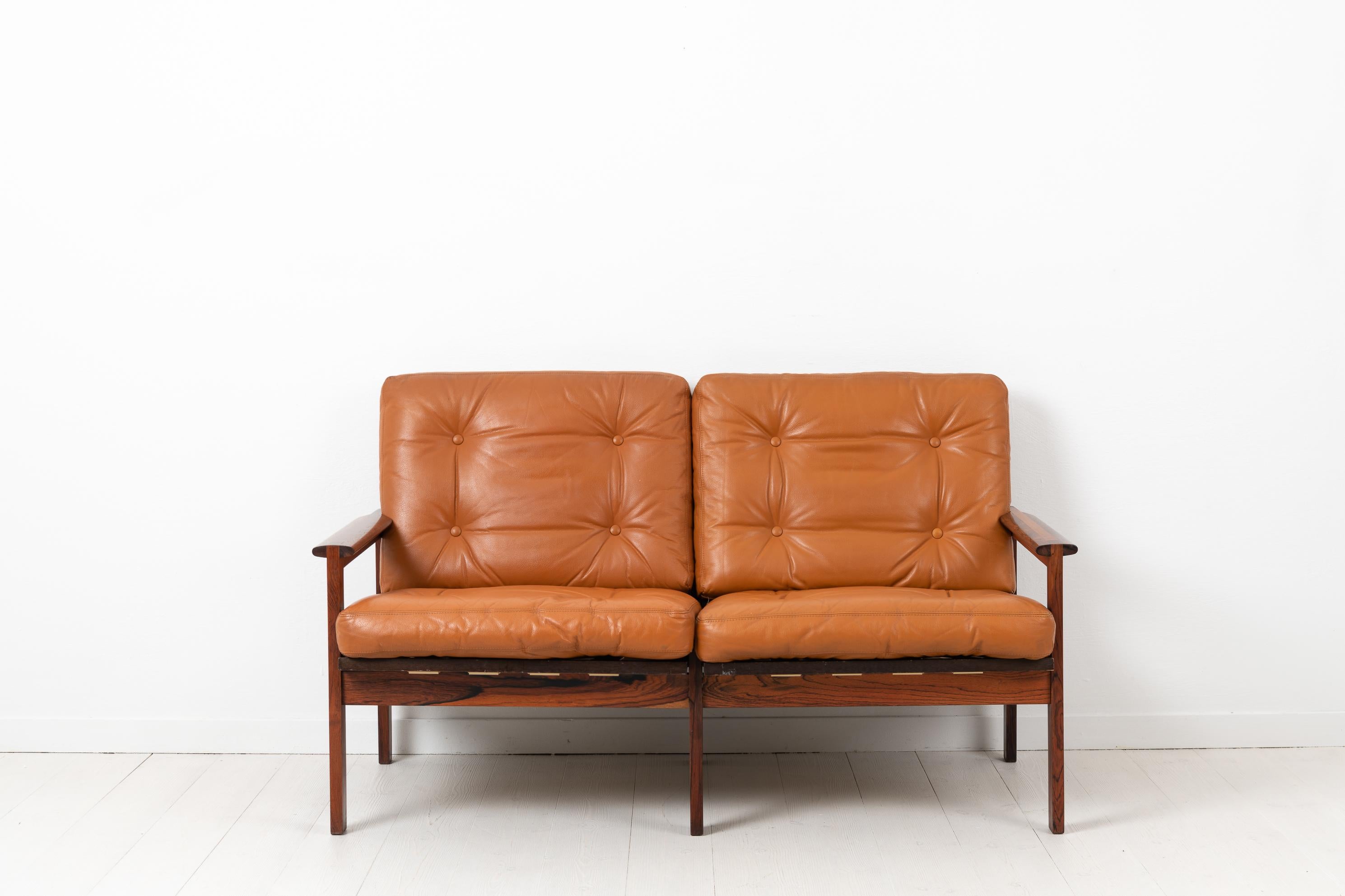 Rosewood Illum Wikkelsø Scandinavian Modern Leather 'Capella' Sofa For Sale