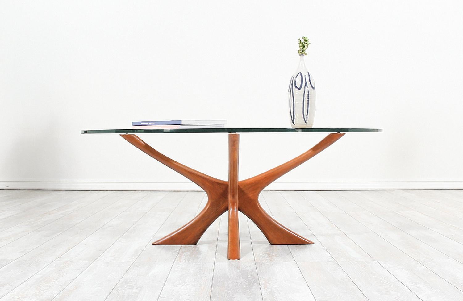 Danish Illum Wikkelsø Sculpted Teak and Glass Coffee Table