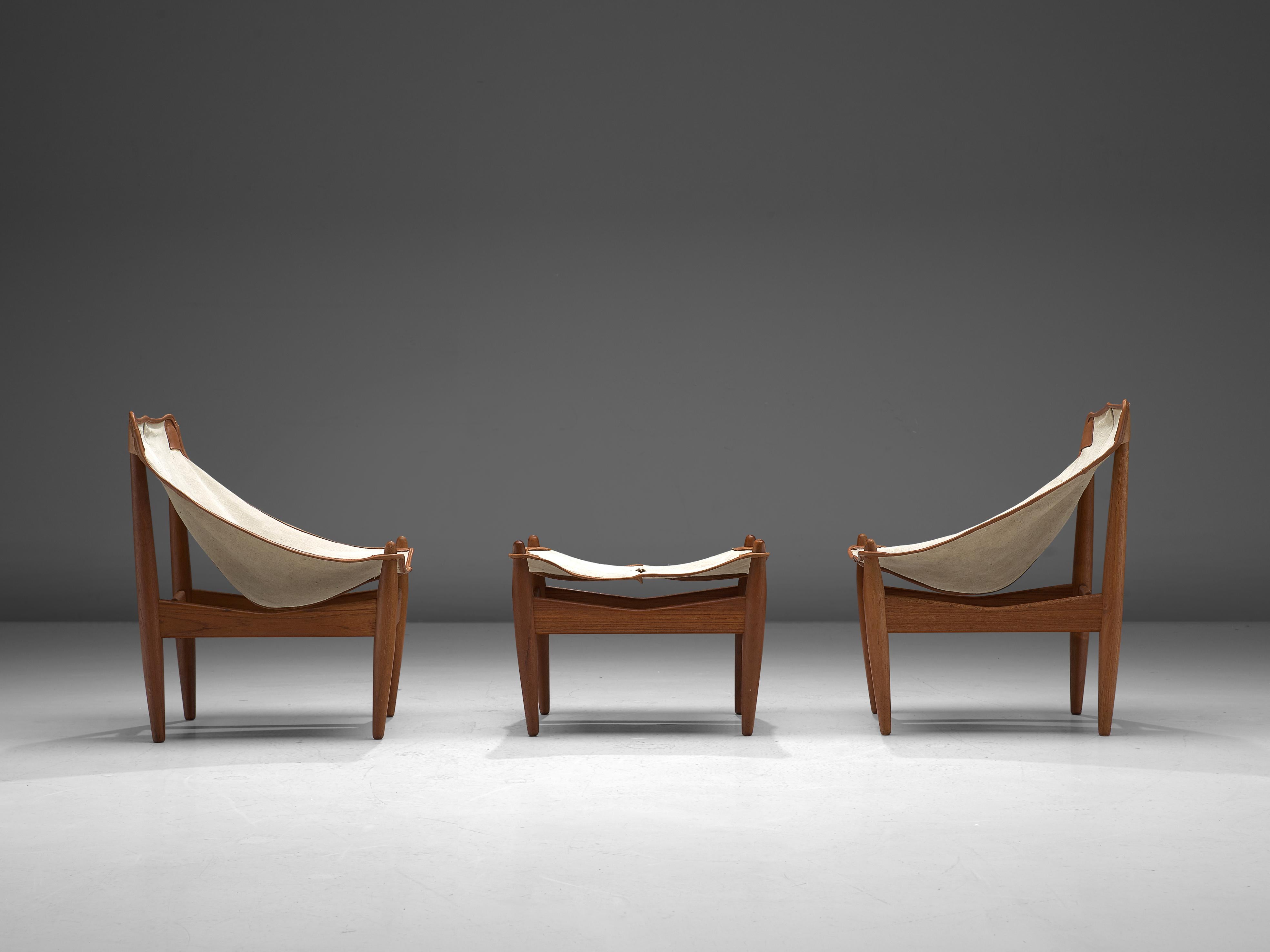 Illum Wikkelsø - Ensemble de fauteuils et de poufs avec sièges en toile  en vente 1