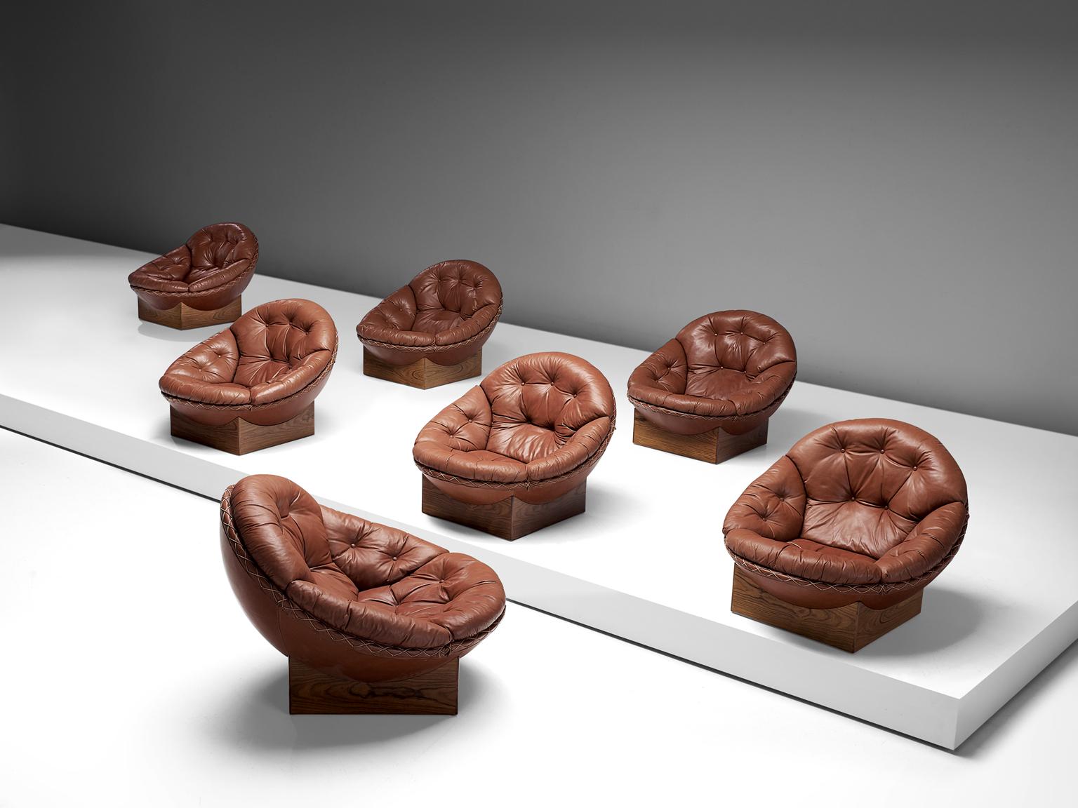 Illum Wikkelsø Set of Lounge Chairs in Original Leather and Rosewood 5