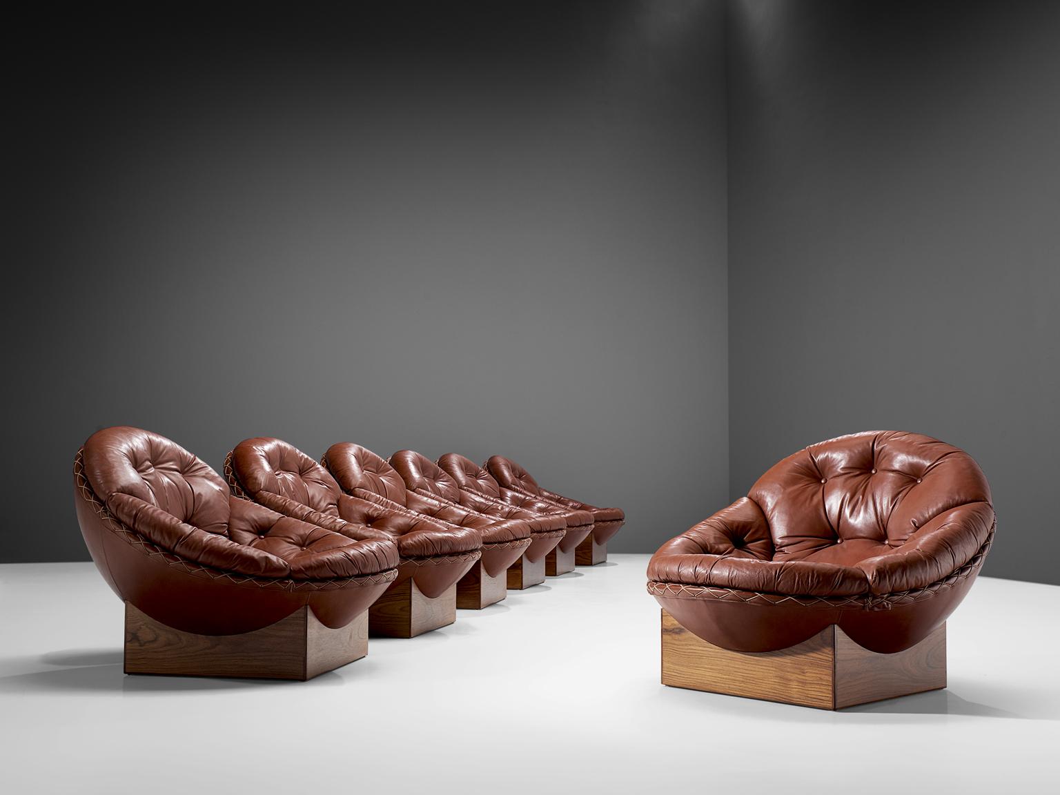 Danish Illum Wikkelsø Set of Lounge Chairs in Original Leather and Rosewood
