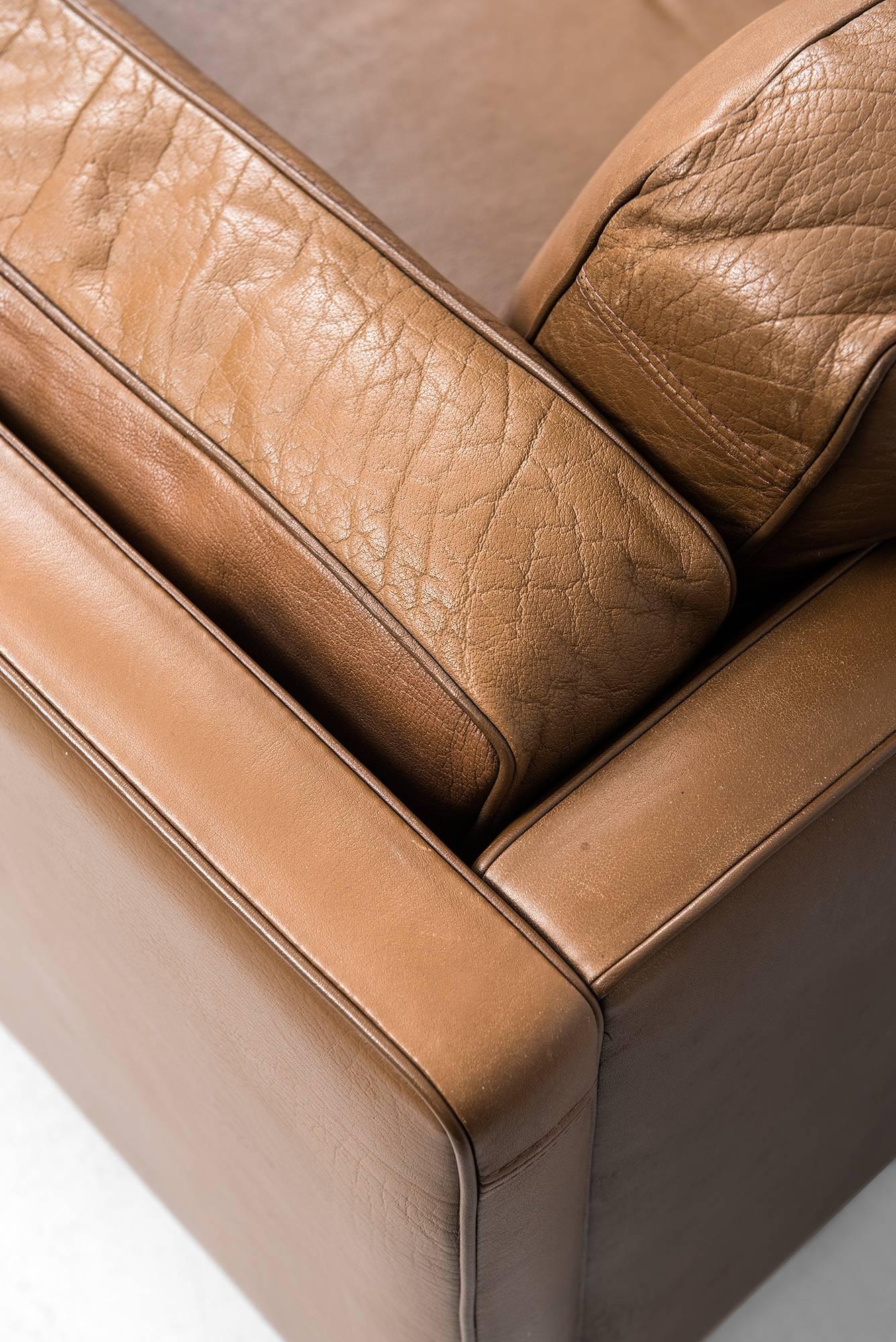 Danish Illum Wikkelsø Sofa in Brown Leather Produced in Denmark