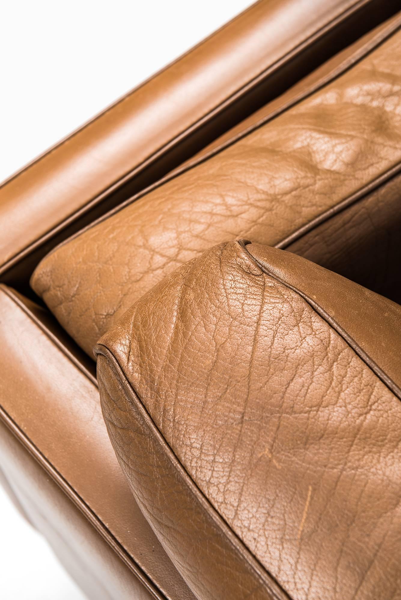 Steel Illum Wikkelsø Sofa in Brown Leather Produced in Denmark