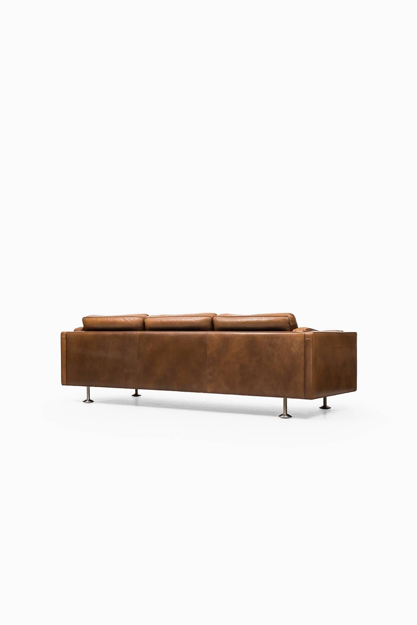 Illum Wikkelsø Sofa in Brown Leather Produced in Denmark 1