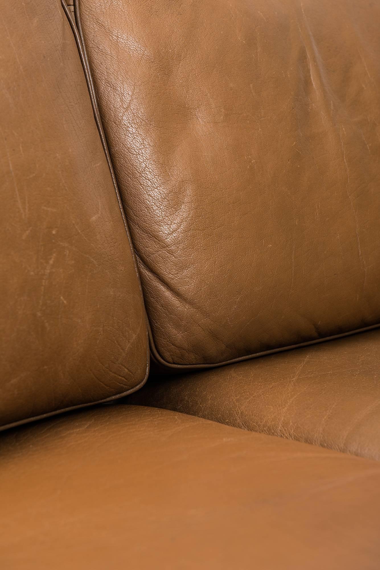 Illum Wikkelsø Sofa in Brown Leather Produced in Denmark 2