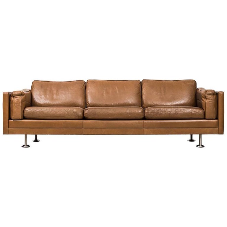 Illum Wikkelsø Sofa in Brown Leather Produced in Denmark at 1stDibs