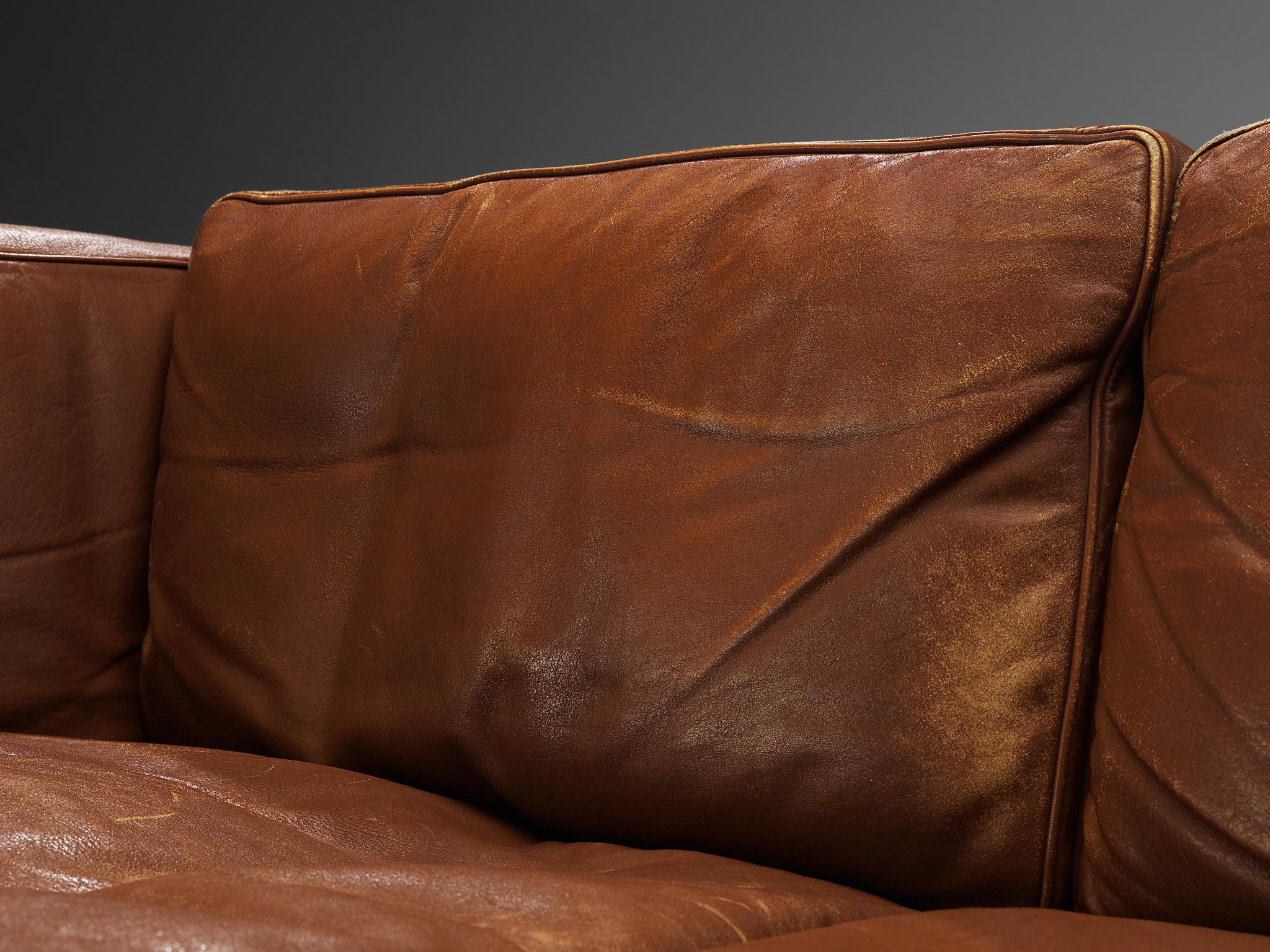 Illum Wikkelsø Sofa in Cognac Brown Leather and Oak  For Sale 6