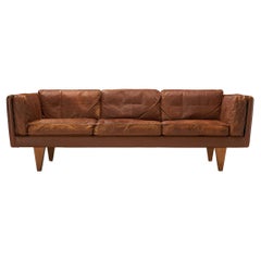 Used Illum Wikkelsø Sofa in Cognac Brown Leather and Oak 