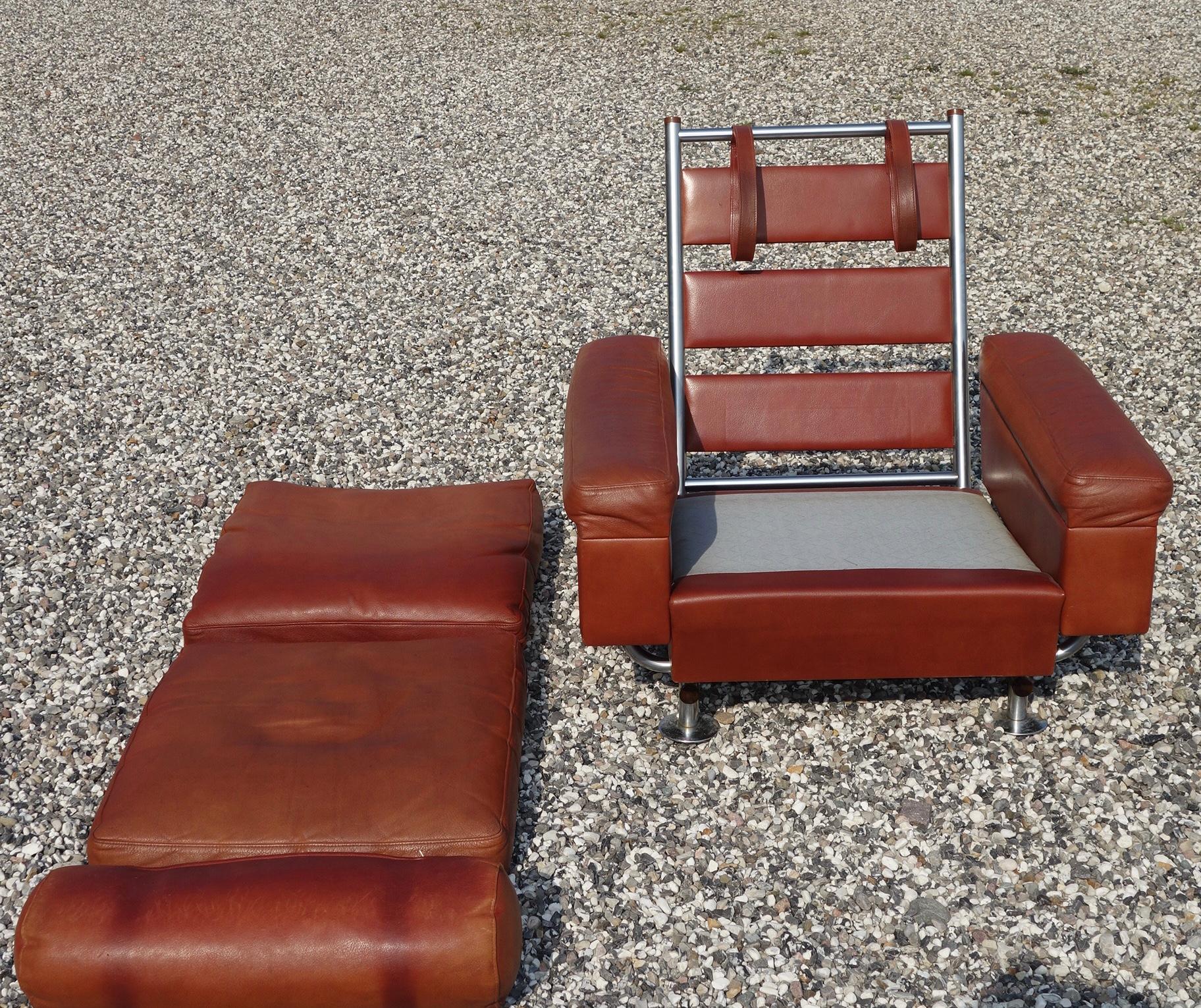 Illum Wikkelsø Steel and Leather Armchair from Ryesberg Furniture Aarhus, 1960 For Sale 3