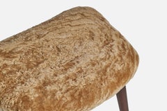 Illum Wikkelsø, Stool, Shearling, Teak, Denmark, 1950s