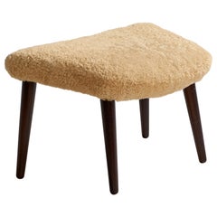 Illum Wikkelsø, Sgabello, Wood, Shearling, Danimarca, anni '50