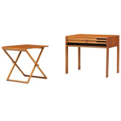 Illum Wikkelsø Table Set with Three Folding Side Table Trays