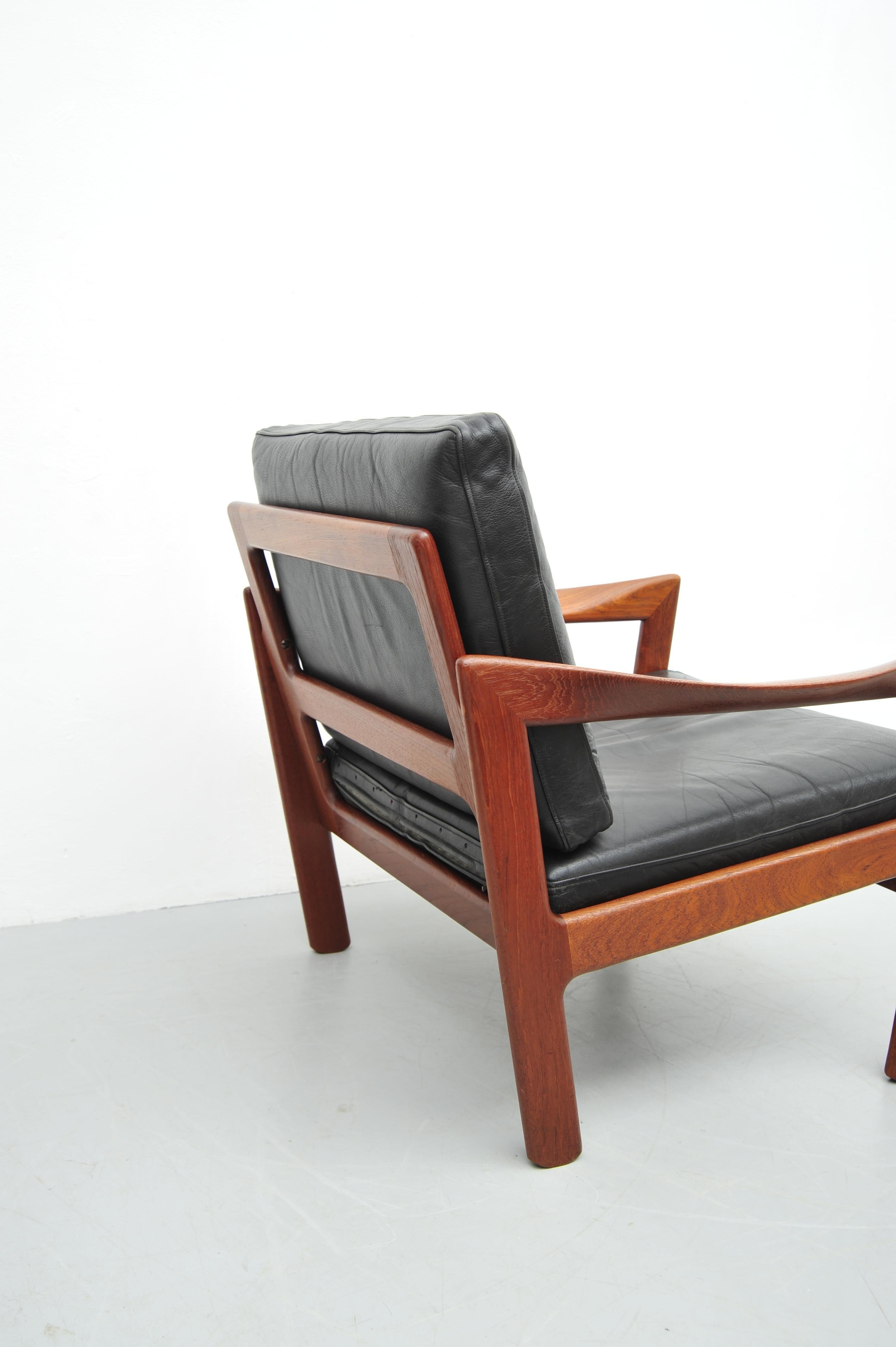 Illum Wikkelsø Teca Sessel Set Leder Niels Eilersen 1950 en venta 1
