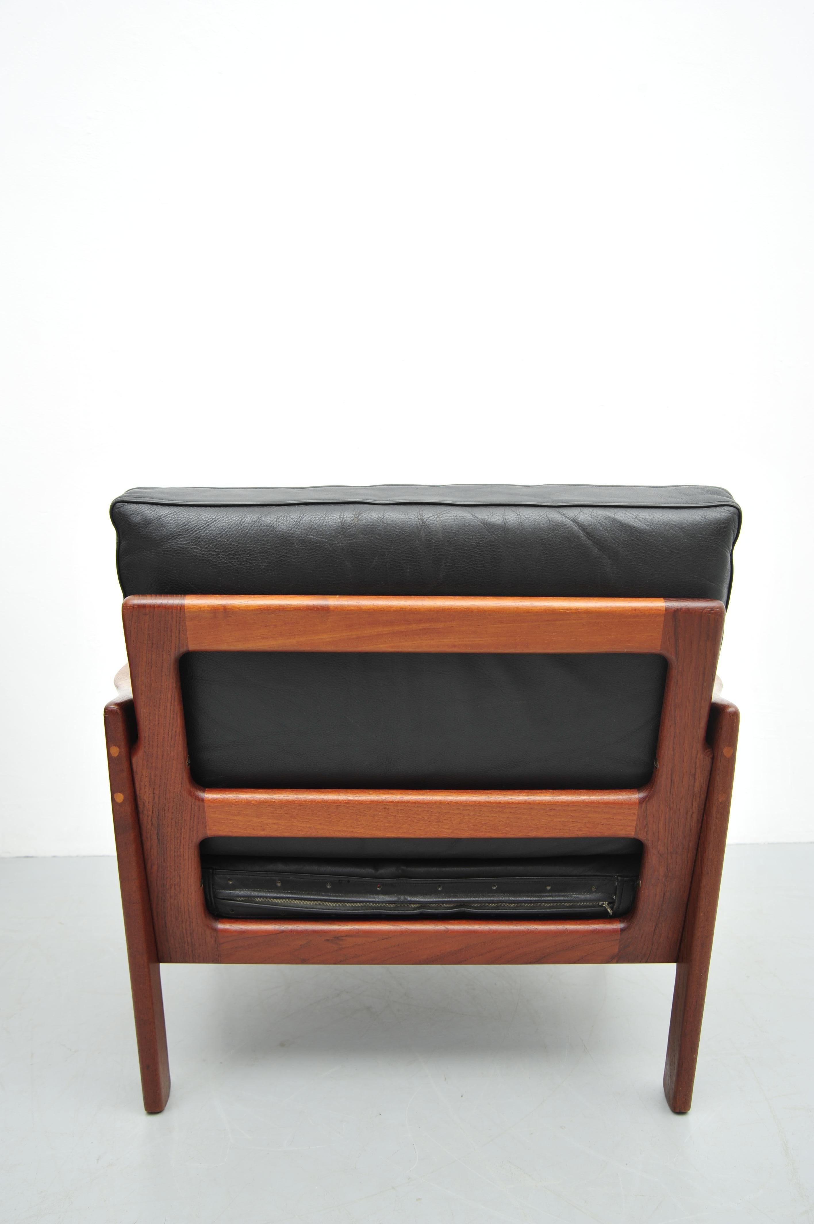 Illum Wikkelsø Teca Sessel Set Leder Niels Eilersen 1950 en venta 3