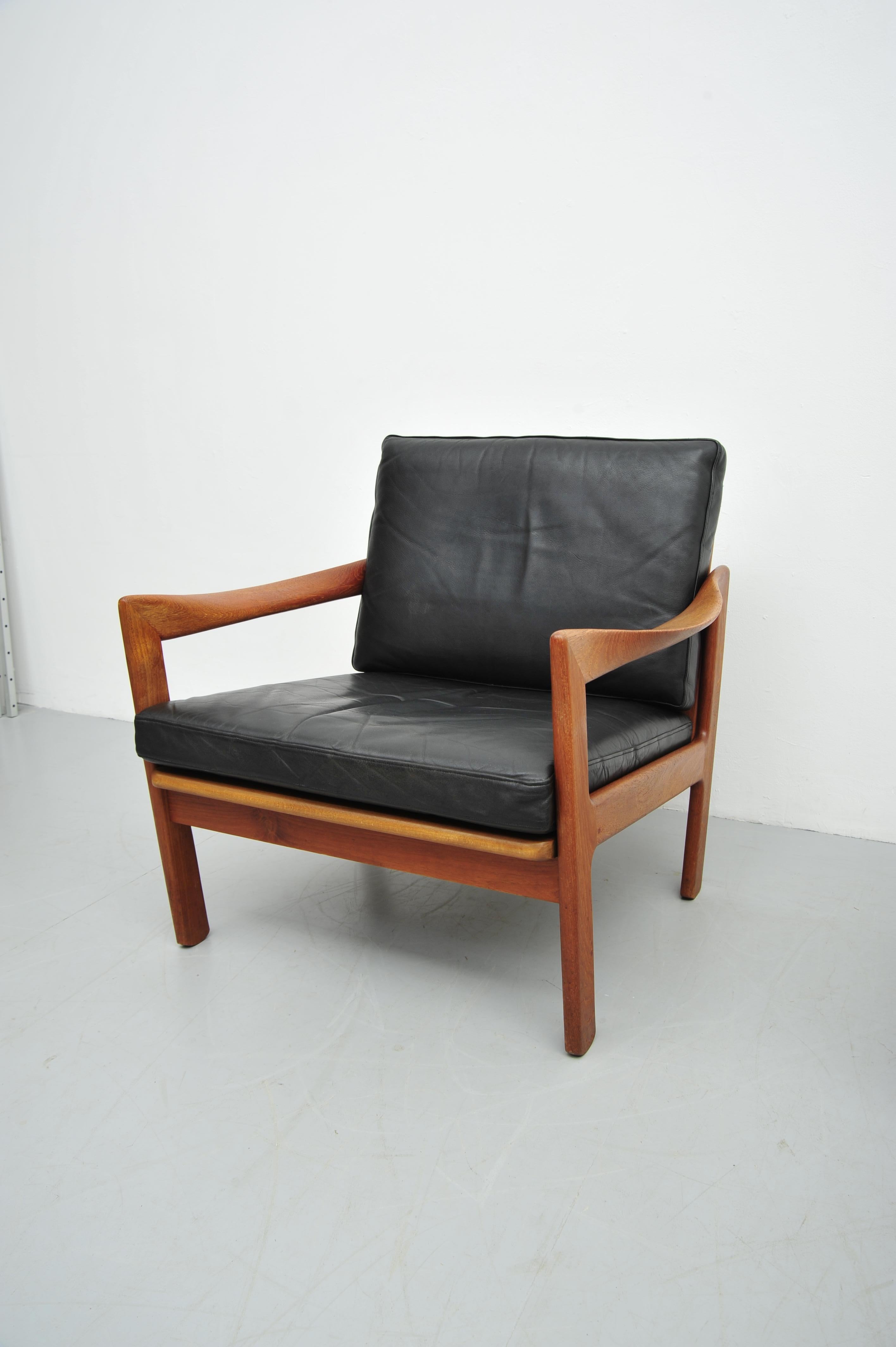 Illum Wikkelsø Teca Sessel Set Leder Niels Eilersen 1950 en venta 4