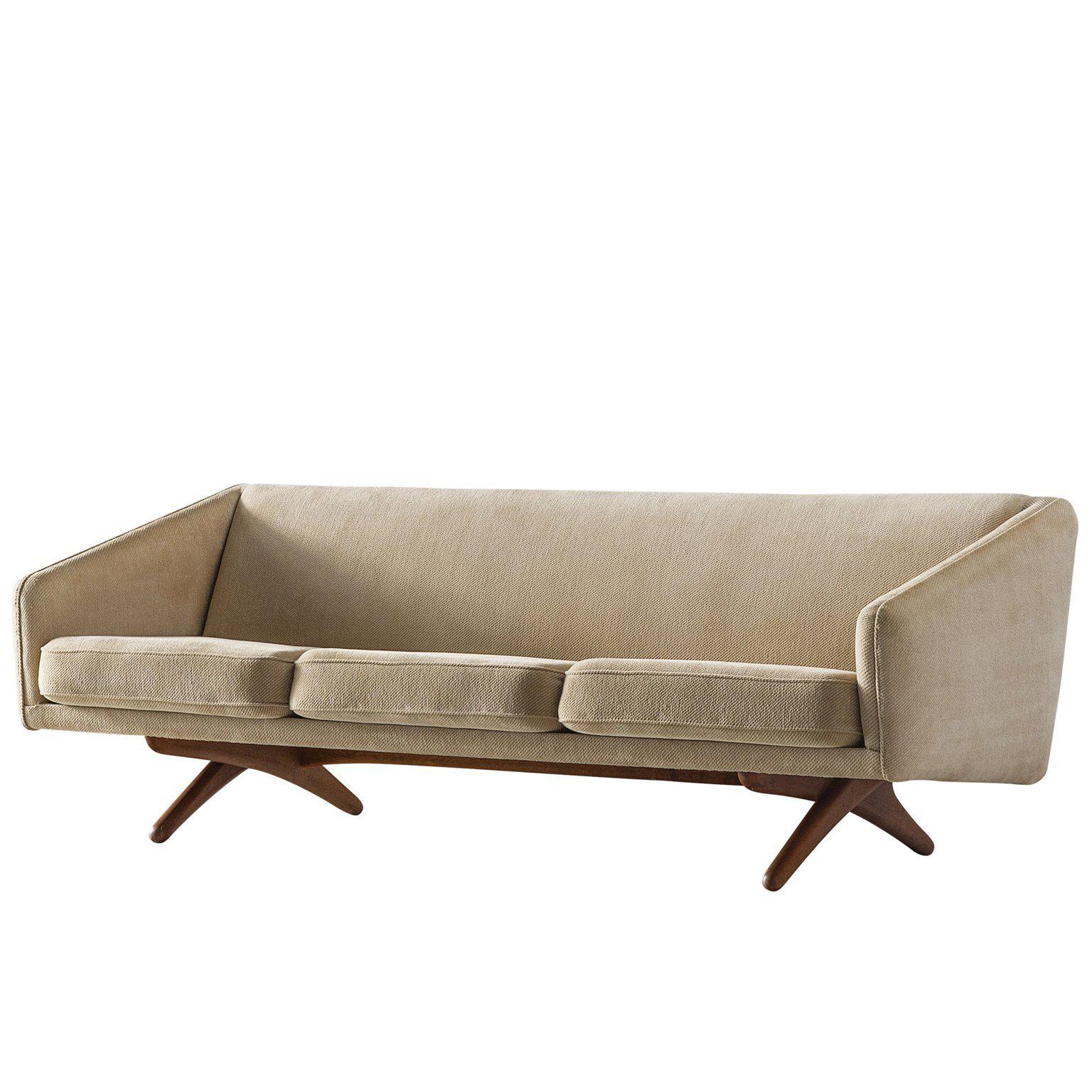 Illum Wikkelsø Three-Seat Sofa in Beige Fabric Upholstery