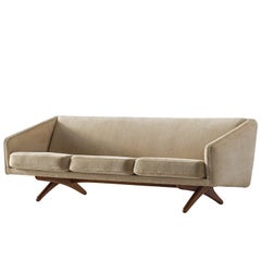 Illum Wikkelsø Three-Seat Sofa in Beige Fabric Upholstery