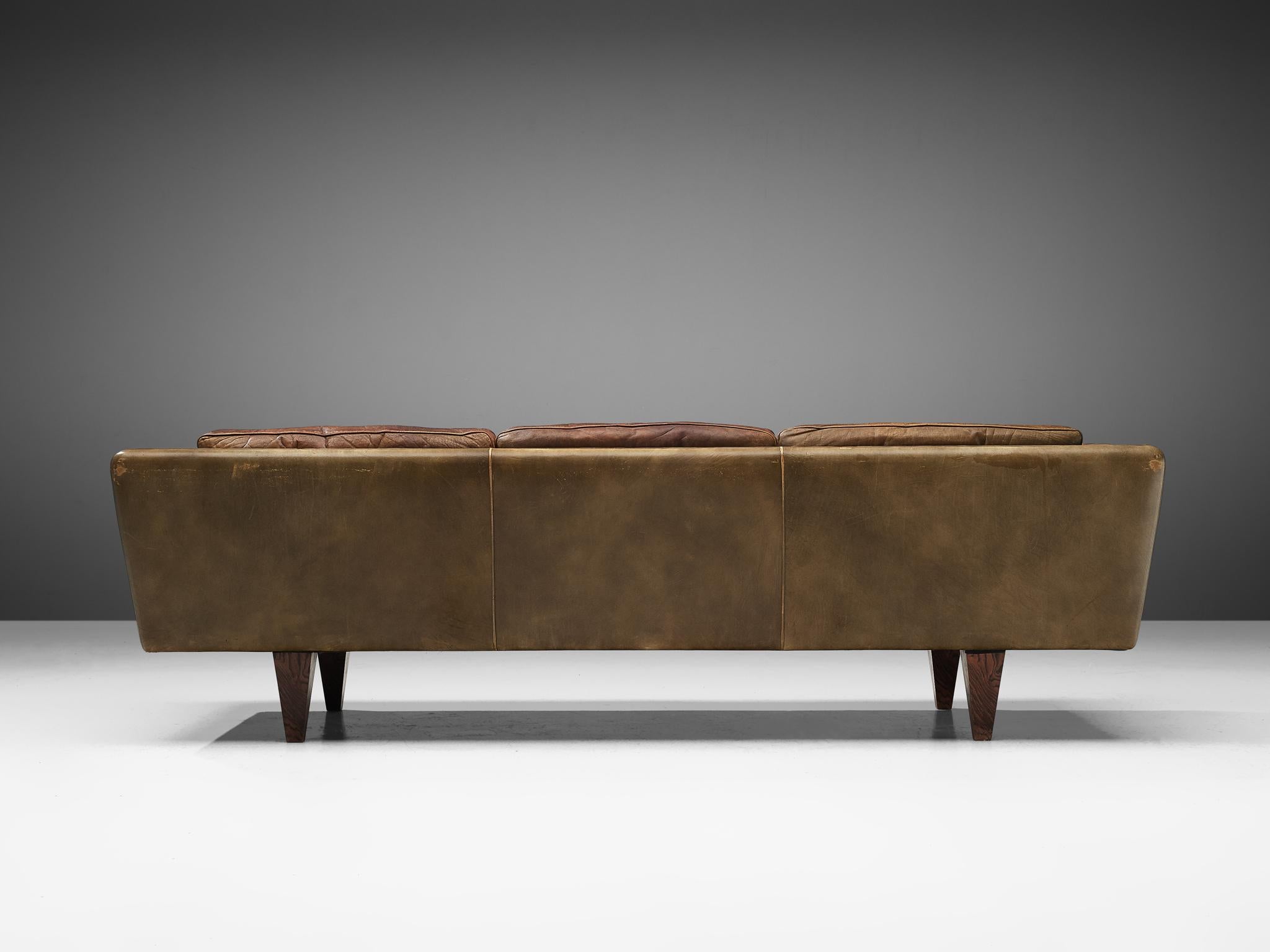 Illum Wikkelsø Three-Seat Sofa 'V11' in Brown Leather 6