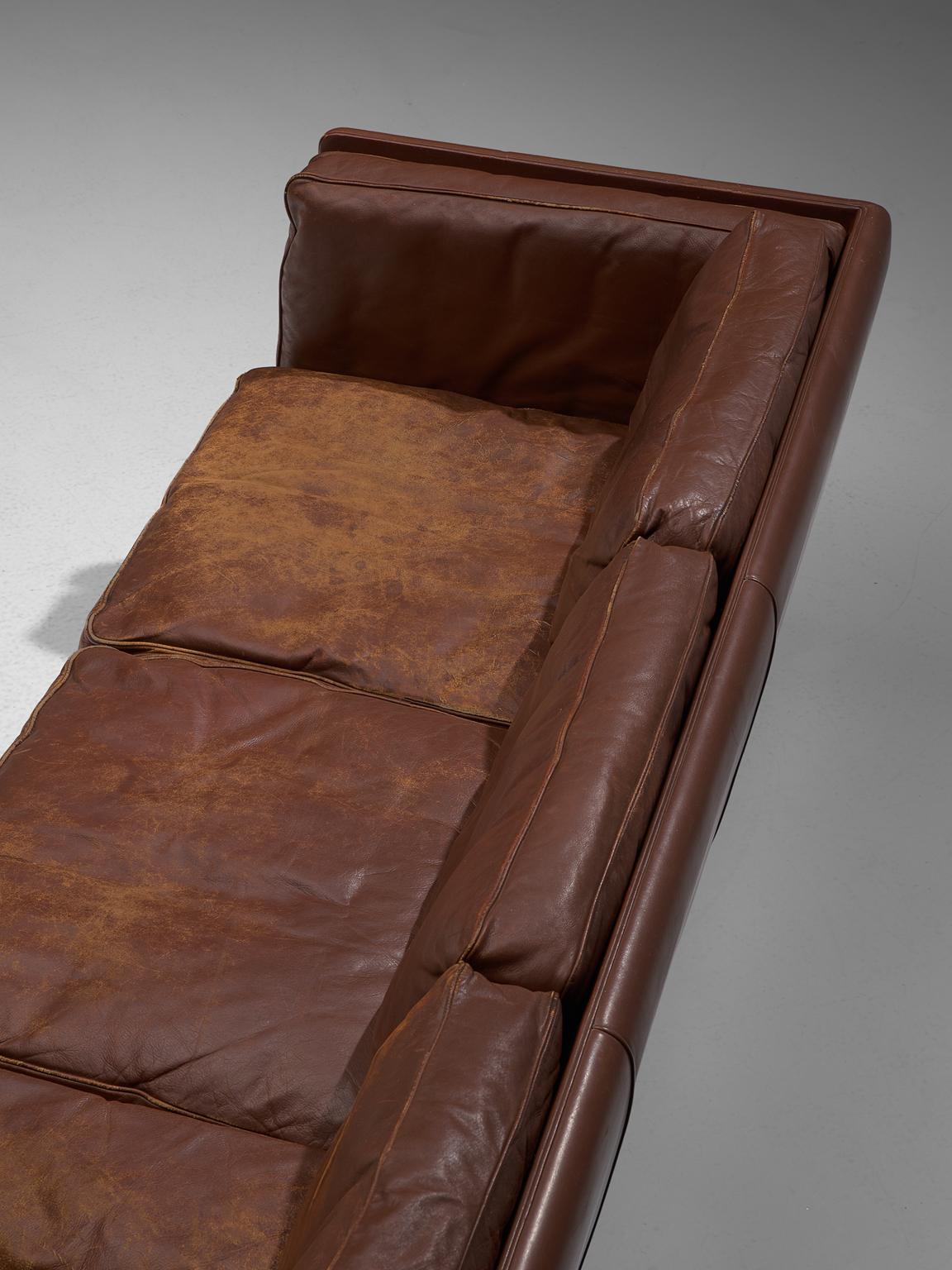 Mid-20th Century Illum Wikkelsø Three-Seat Sofa 'V11' in Brown Leather
