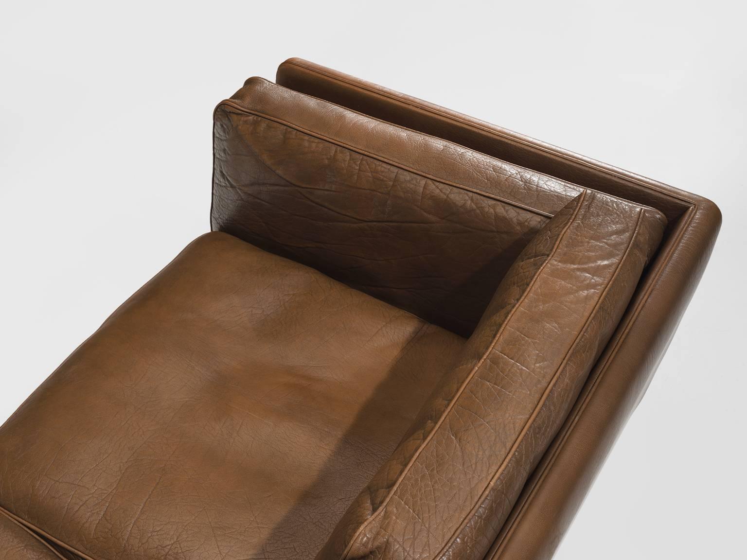 Mid-20th Century Illum Wikkelsø Three-Seat Sofa 'V11' in Light Brown Leather