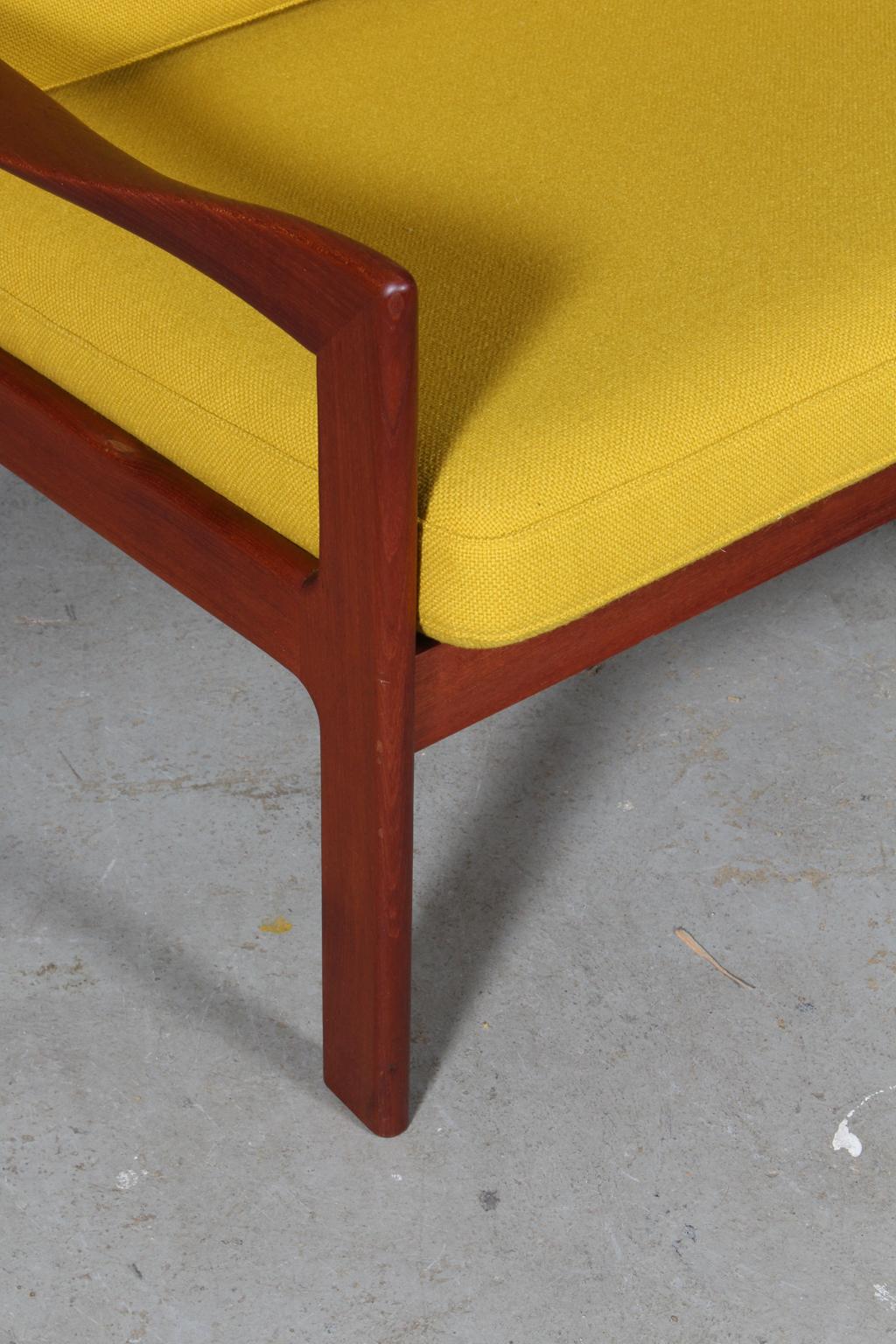 Scandinavian Modern Illum Wikkelsø Two Seat Sofa, Teak and Hallingdal