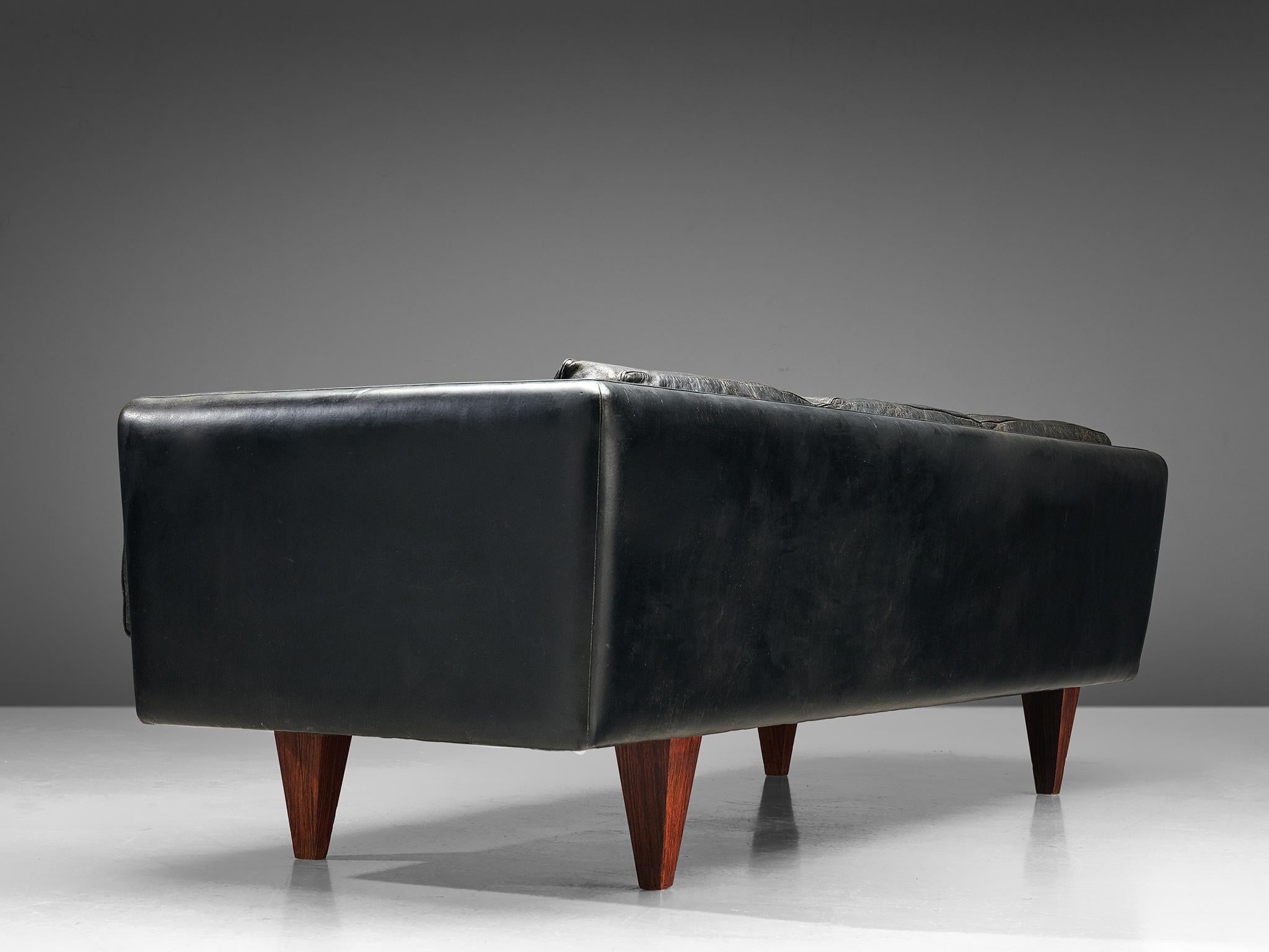 Danish Illum Wikkelsø 'V11' Sofa in Black Leather