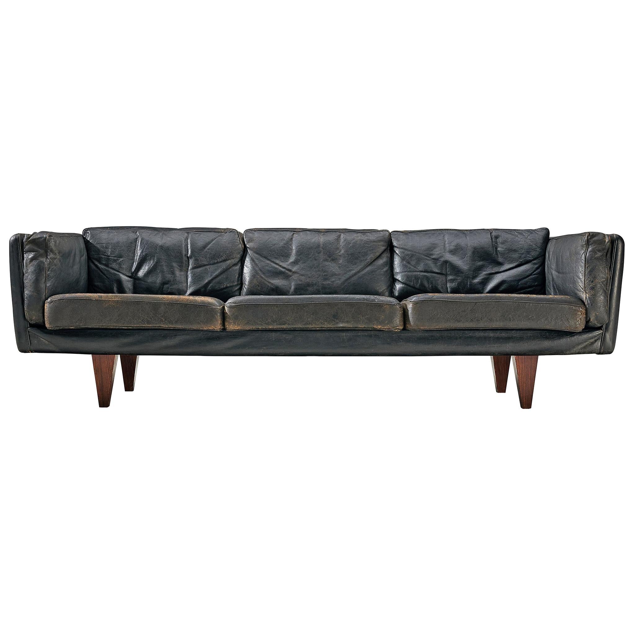 Illum Wikkelsø 'V11' Sofa in Black Leather