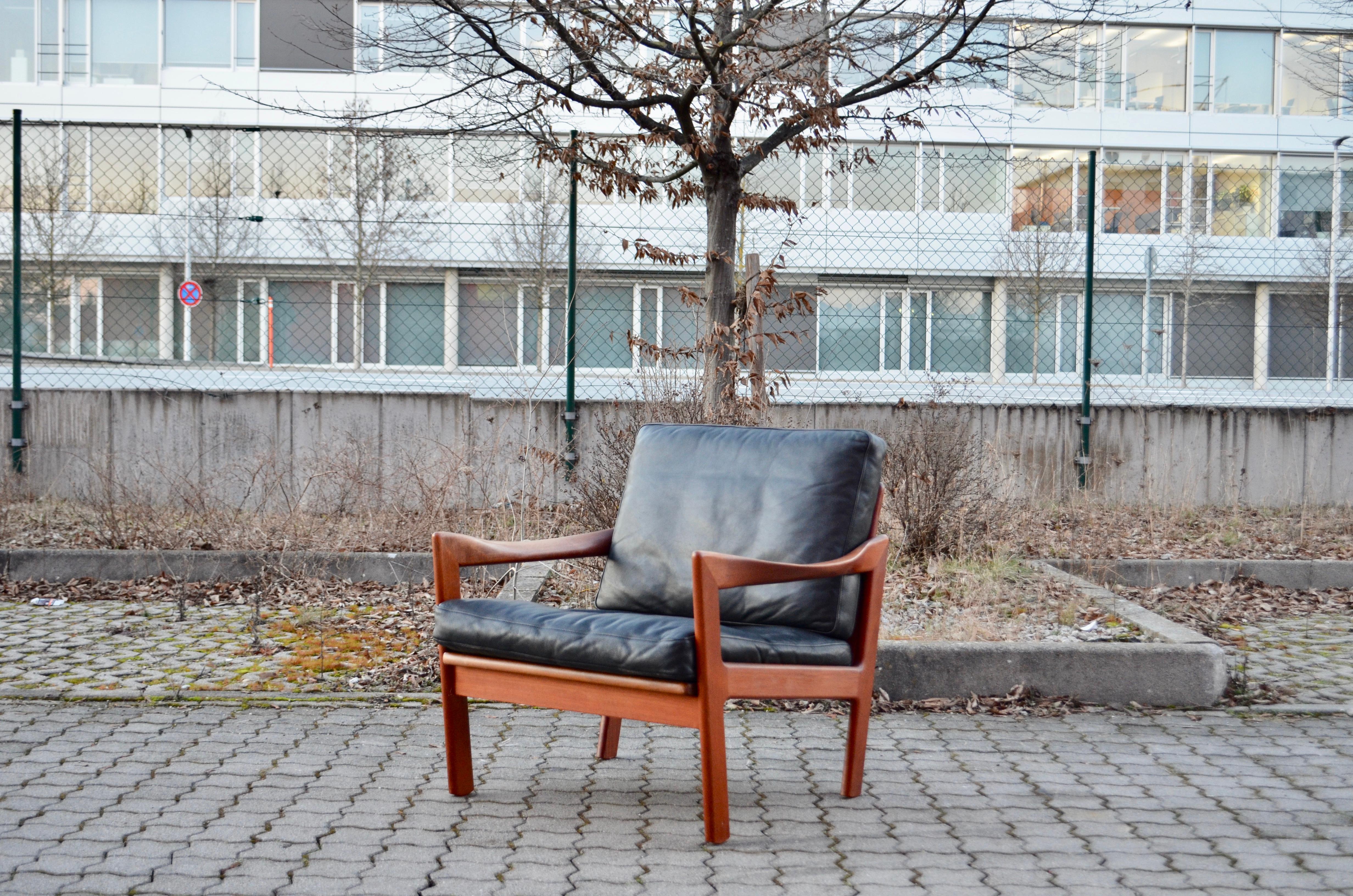 Danish Illum Wikkelsø Wikkelsoe Leather Armchair Chair black Niels Eilersen Set of 2