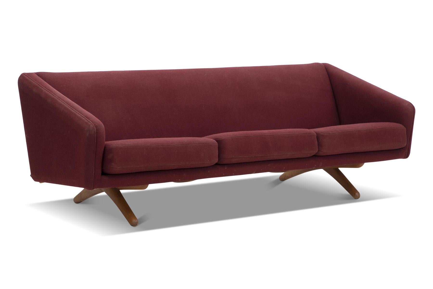 Danish Illum Wikkelsø X-Leg 3 Seat Sofa in Teak For Sale
