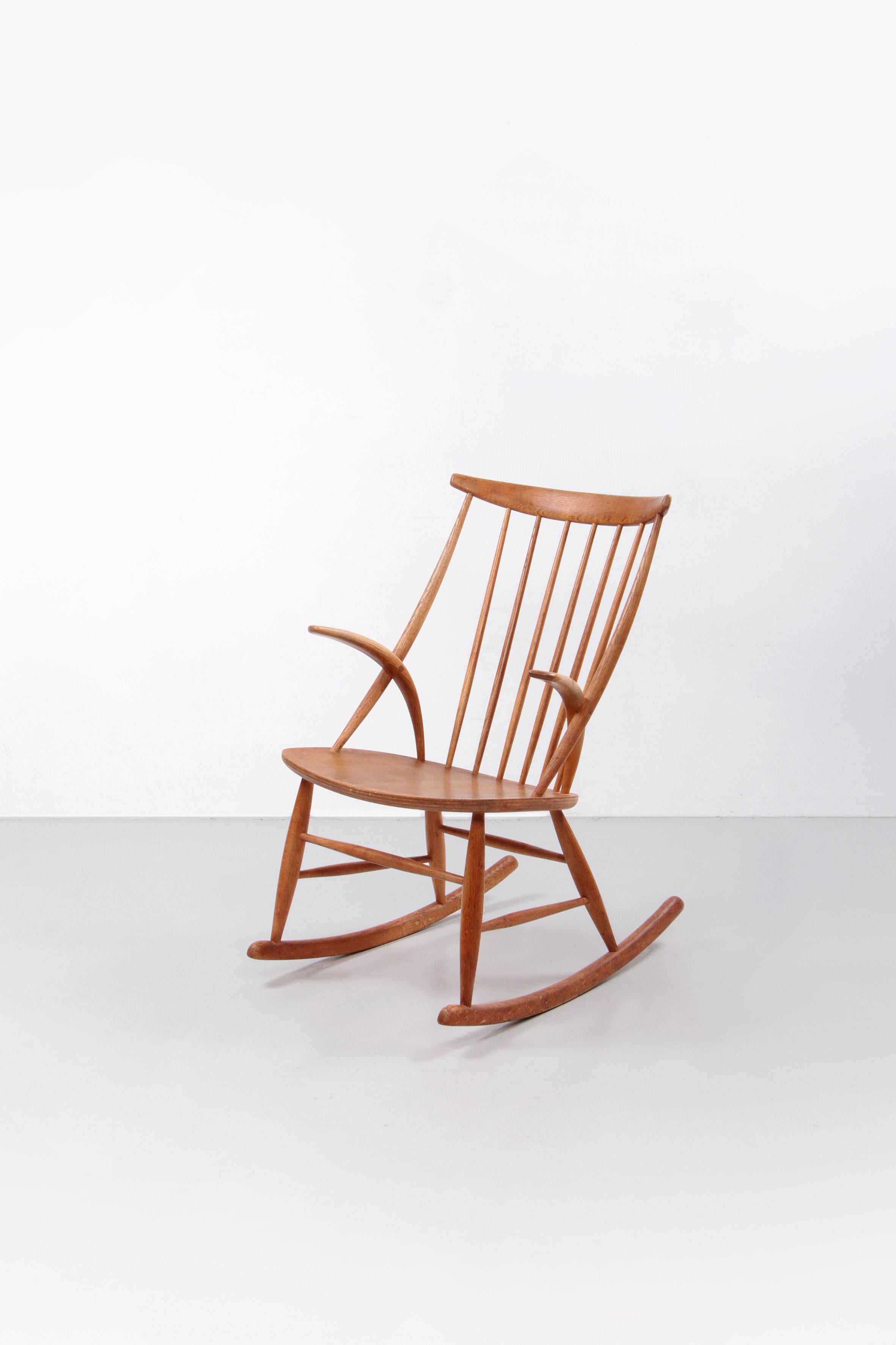 Illum Wikkelso and Niels Eilersen rocking chair 1958

This original, iconic, beautifully constructed No. 3 rocking chair was designed by Danish furniture architect Kristian Illum Wikkelsø in 1958 for Niels Eilersen Mobler of Denmark. It's a real
