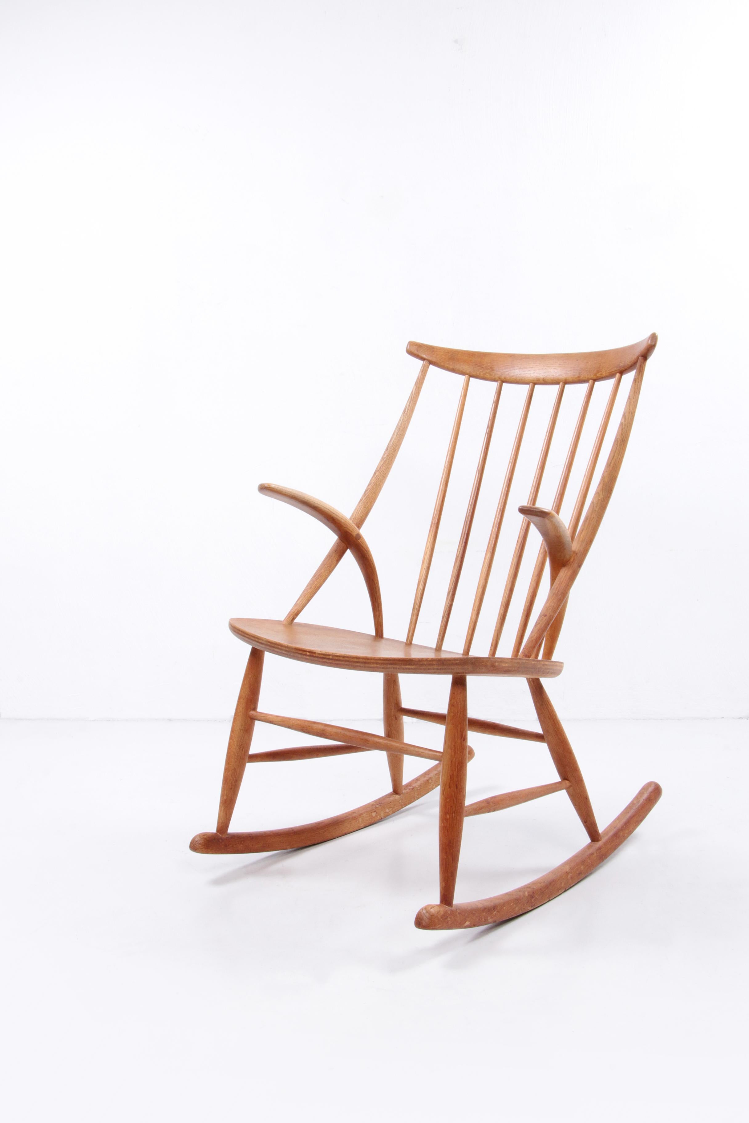 Wood Illum Wikkelso and Niels Eilersen Rocking Chair 1958