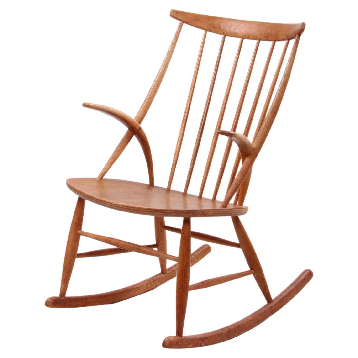 Black Wooden Rocking Chair by Illum Wikkelso for Niels Eilersen Model IW3  For Sale at 1stDibs