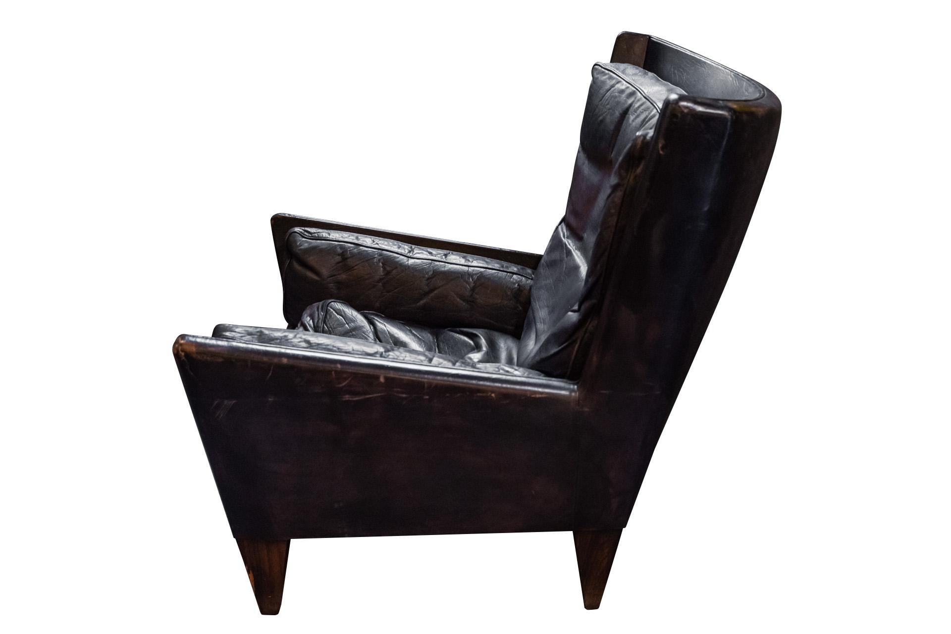 Mid-Century Modern Illum Wikkelso, Armchair Model V11, circa 1970, Denmark