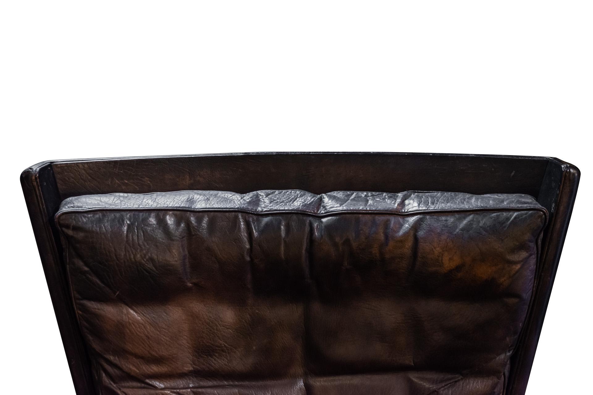 Leather Illum Wikkelso, Armchair Model V11, circa 1970, Denmark