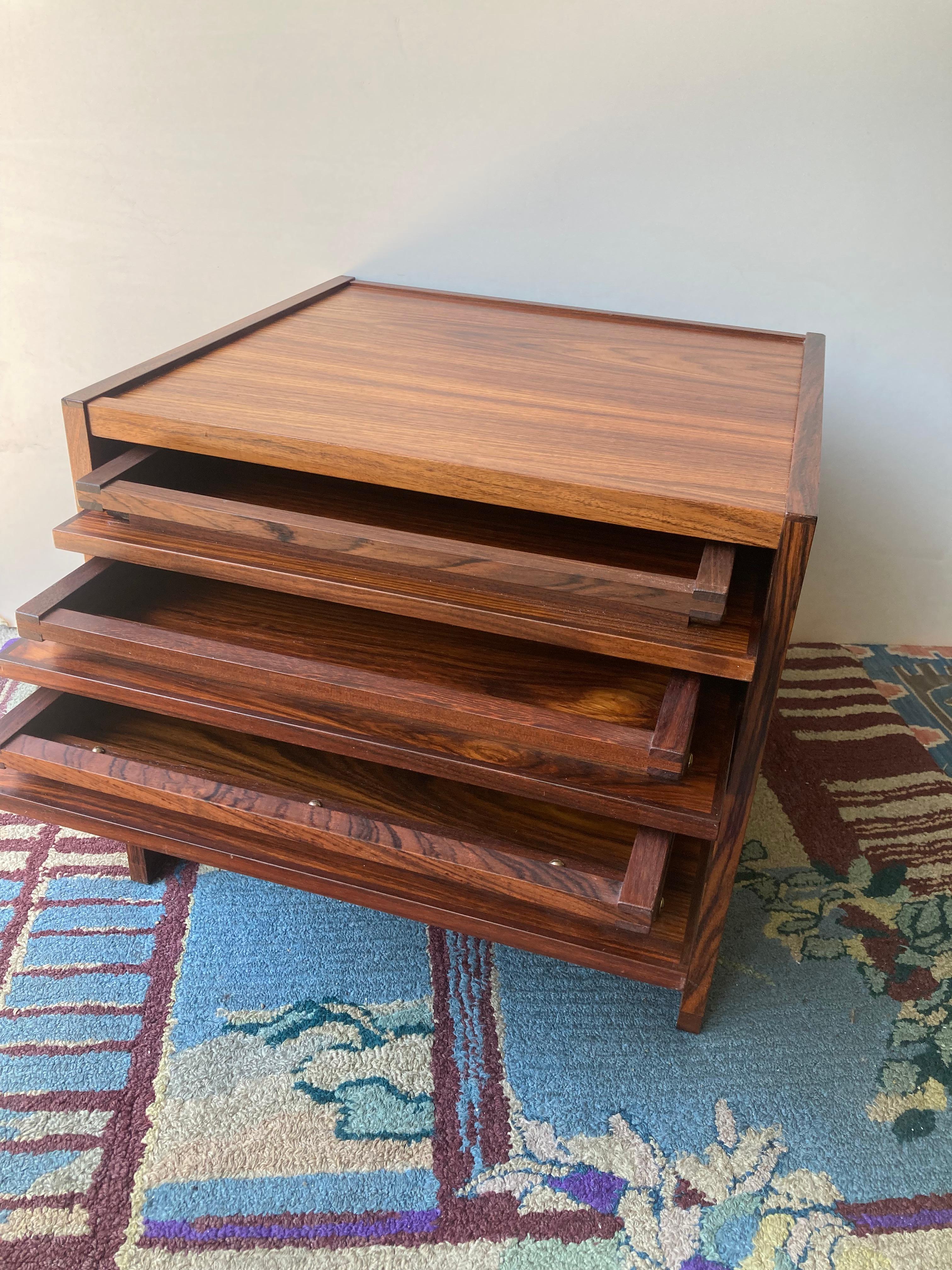 Illum Wikkelso attb rosewood nesting folding campaign tables Denmark . For Sale 3
