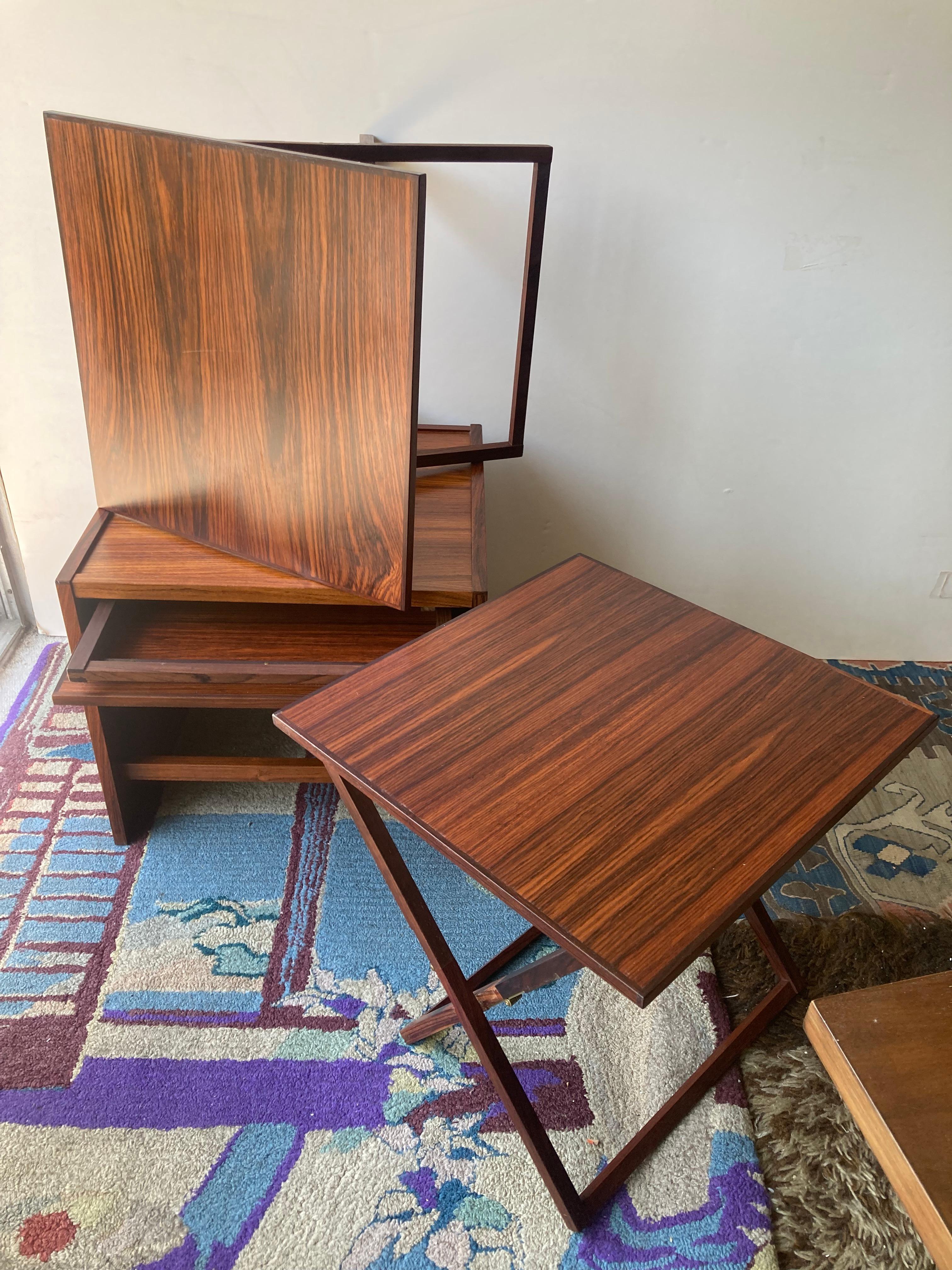 Rosewood Illum Wikkelso attb rosewood nesting folding campaign tables Denmark . For Sale