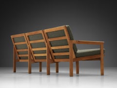 Illum Wikkelso 'Capella' Three Seat Sofa in Oak and Forest Green Cushions