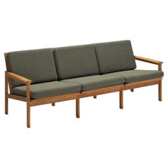 Illum Wikkelso 'Capella' Three Seat Sofa in Oak and Forest Green Cushions