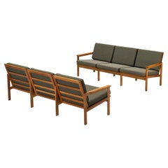 Illum Wikkelso 'Capella' Three Seat Sofas in Oak & Forest Green Cushions