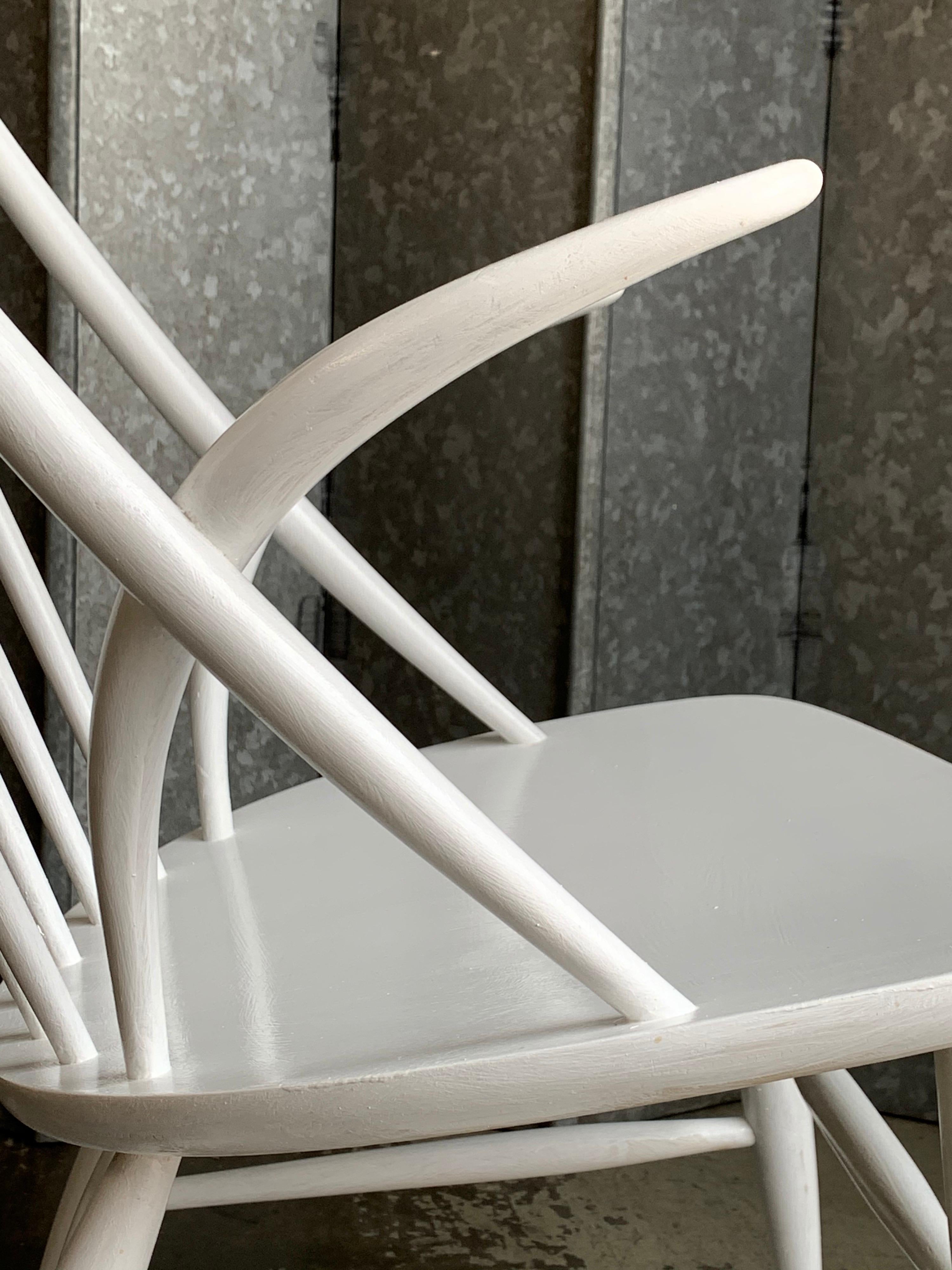 Mid-Century Modern Illum Wikkelso Danish Gyngestol Rocking Chair in White For Sale