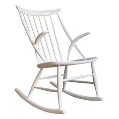 Illum Wikkelso Danish Gyngestol Rocking Chair in White