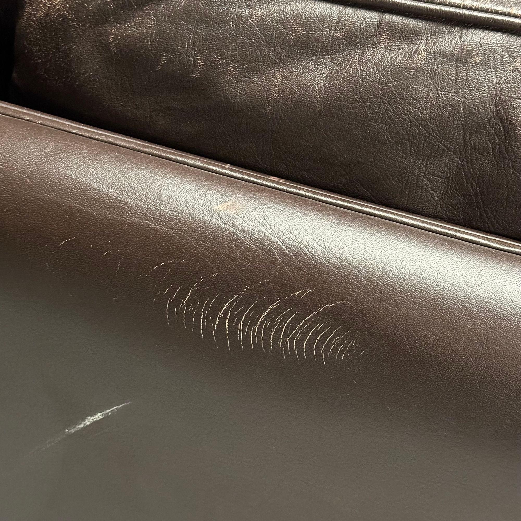 Illum Wikkelsö, Danish Mid-Century Modern Sofa, Distressed Brown Leather, 1960s For Sale 9