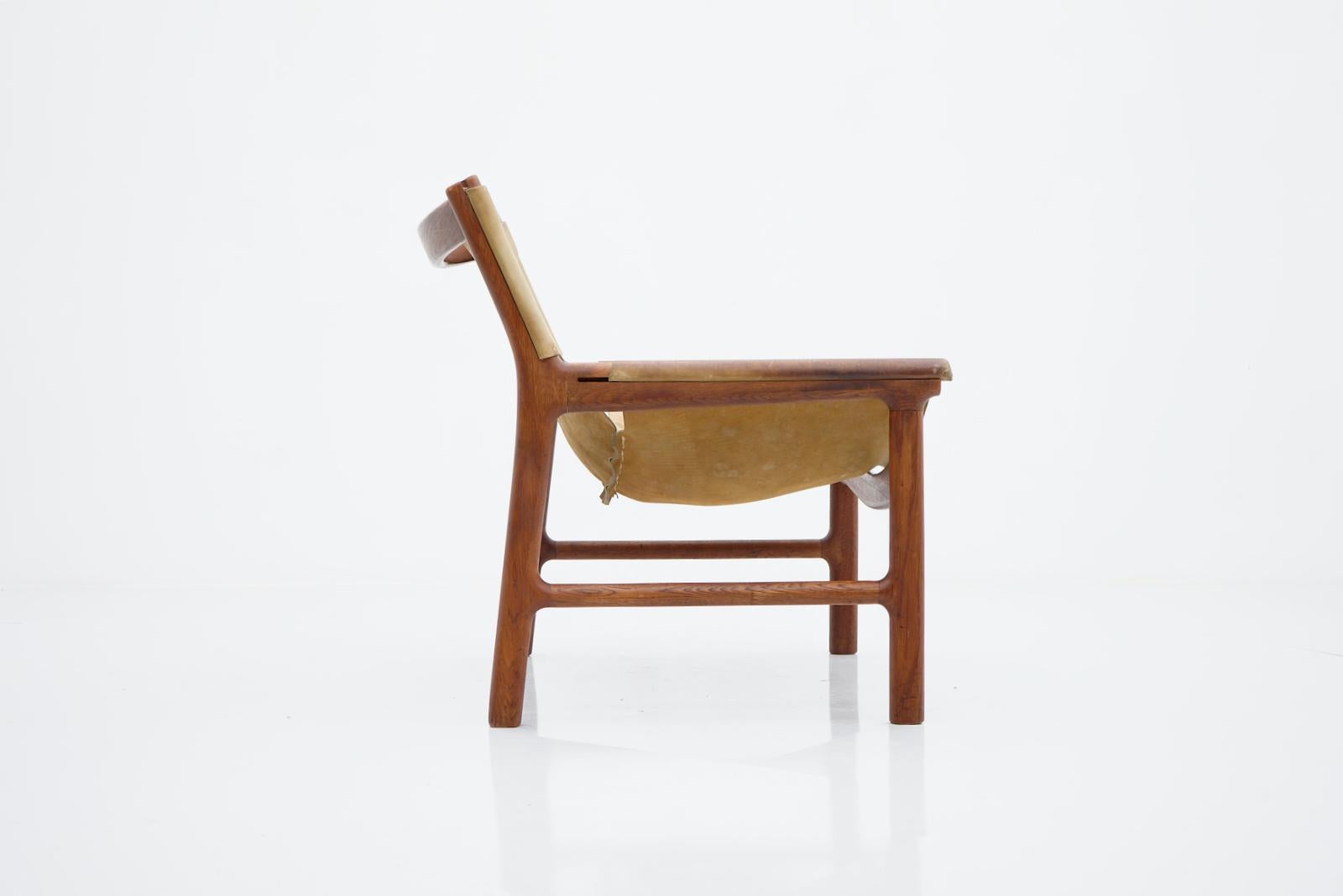 Illum Wikkelsoe Easy Chair Nr. 103 aus Teakholz und Leder von Mikael Laursen Dänemark  (Dänisch) im Angebot