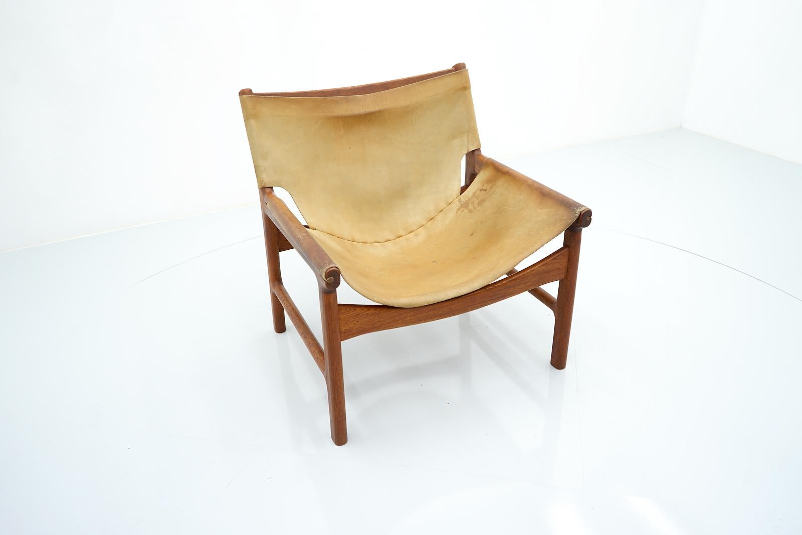 Illum Wikkelsoe Easy Chair Nr. 103 aus Teakholz und Leder von Mikael Laursen Dänemark  (Mitte des 20. Jahrhunderts) im Angebot