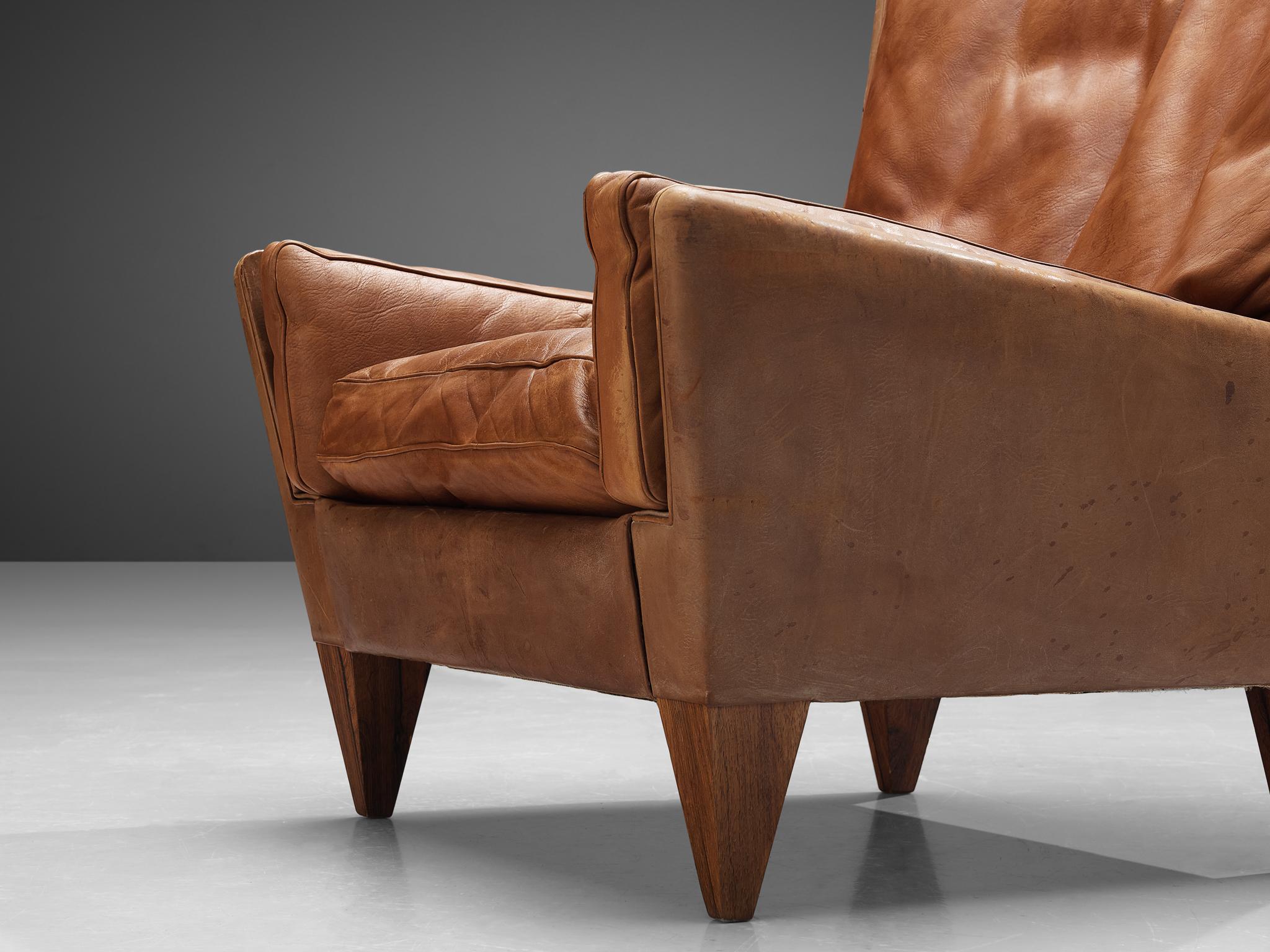 Mid-20th Century Illum Wikkelso for Holger Christiansen ‘V11’ Lounge Chair in Cognac Leather