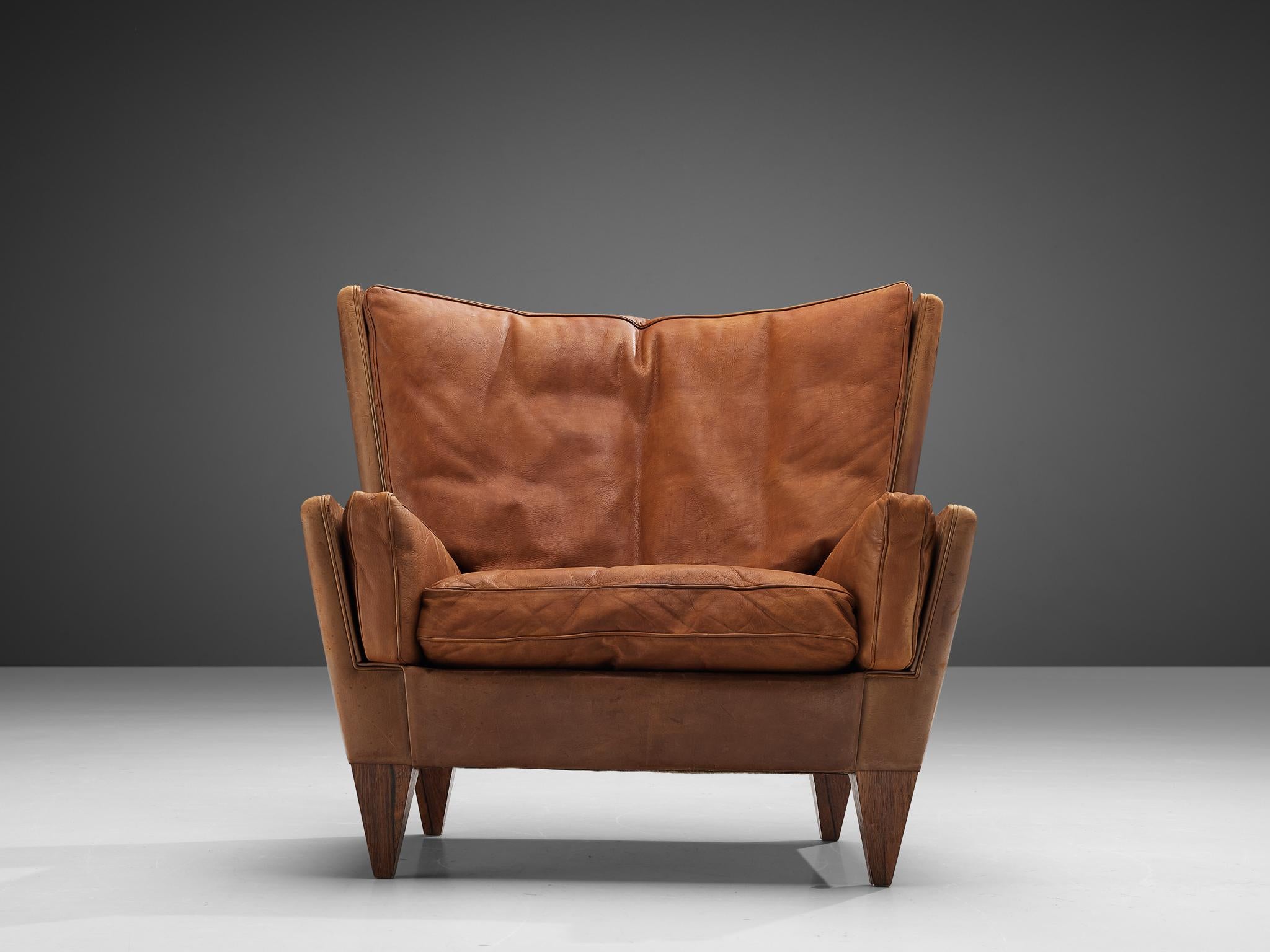 Illum Wikkelso for Holger Christiansen ‘V11’ Lounge Chair in Cognac Leather 1
