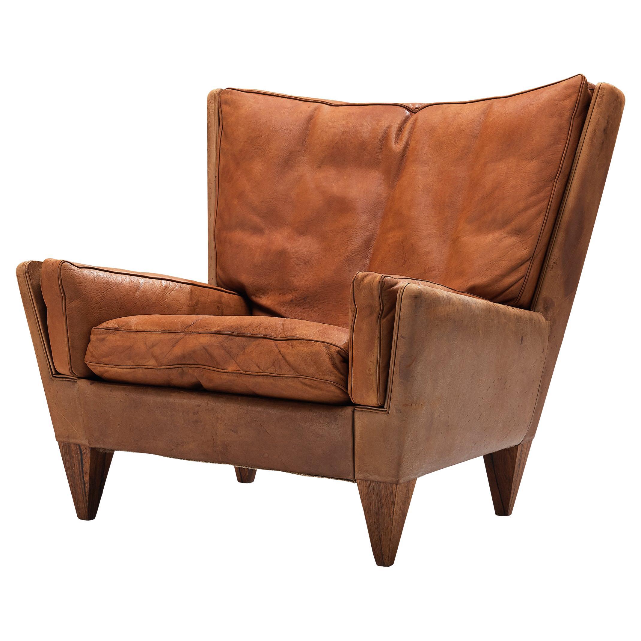 Illum Wikkelso for Holger Christiansen ‘V11’ Lounge Chair in Cognac Leather